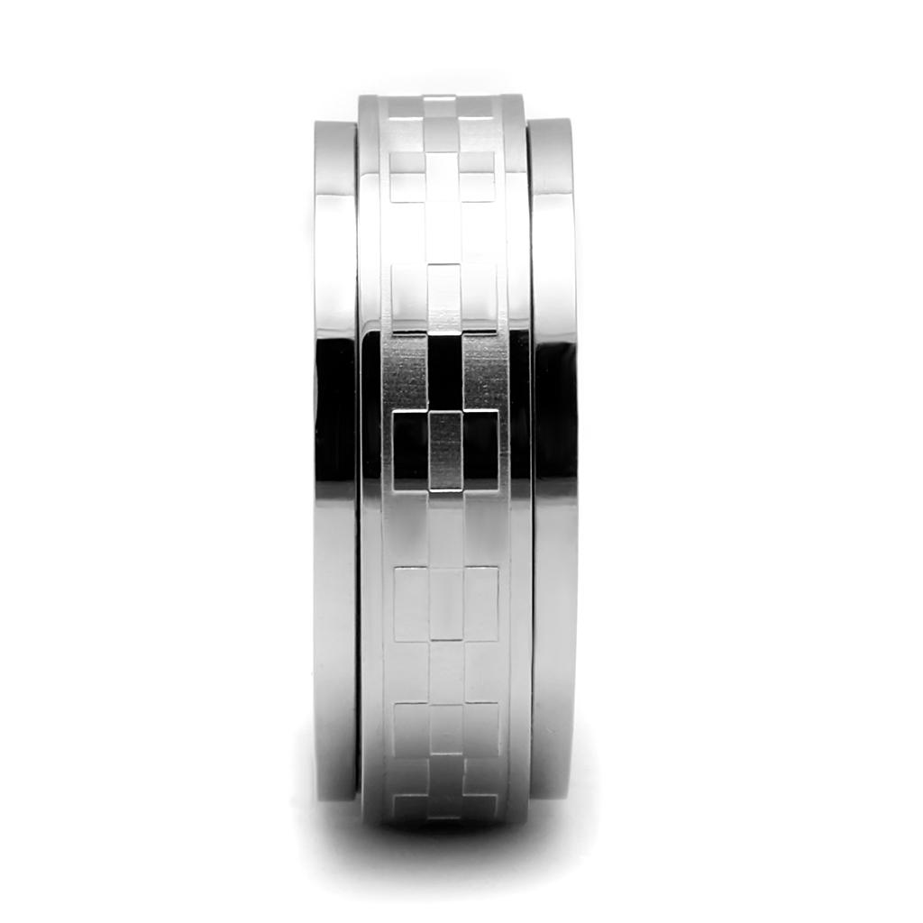 Men's stainless steel ring with a high polished finish, featuring a minimalist design without any stones.