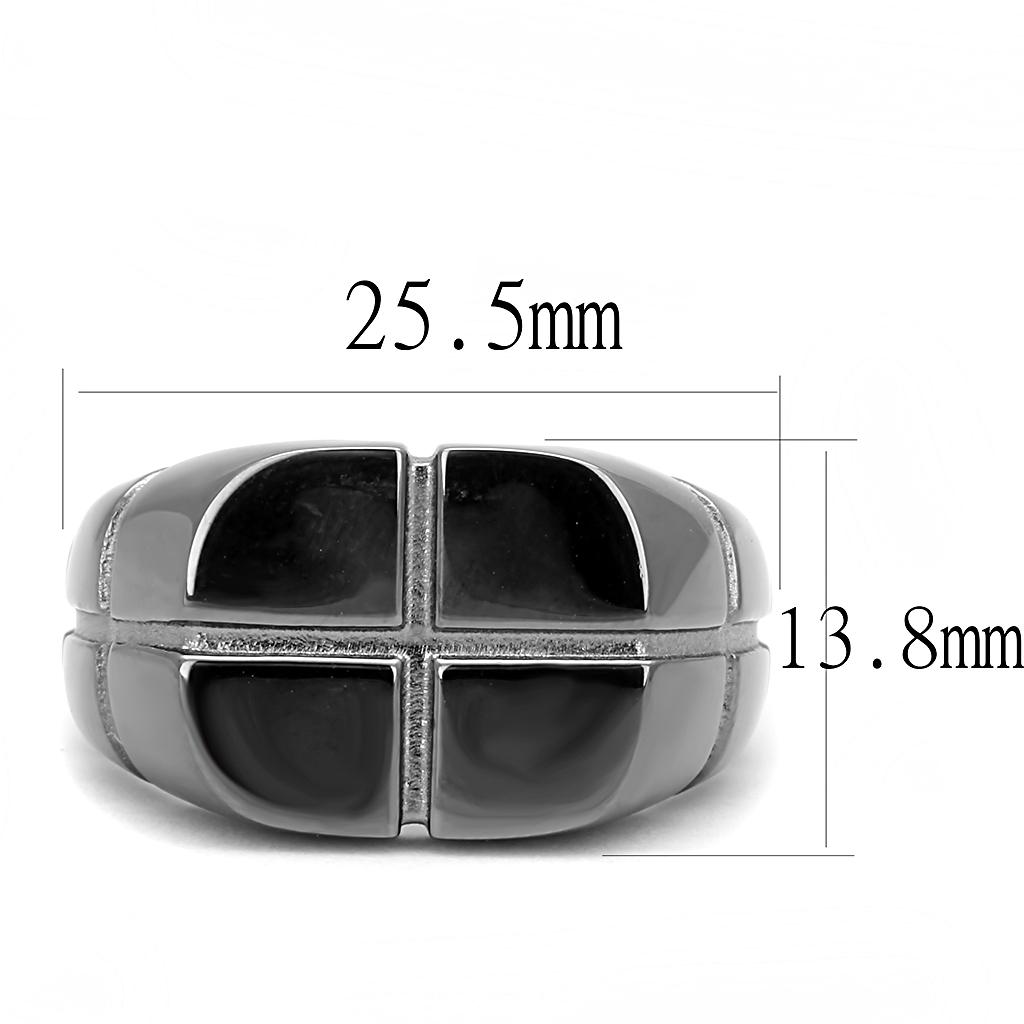 Men's stainless steel ring with IP Light Black finish, featuring a minimalist no stone design.