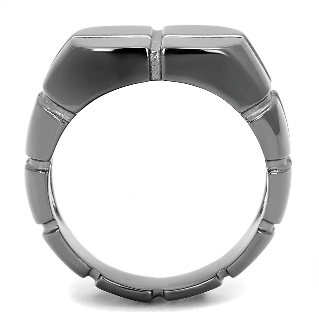 Men's stainless steel ring with IP Light Black finish, featuring a minimalist no stone design.