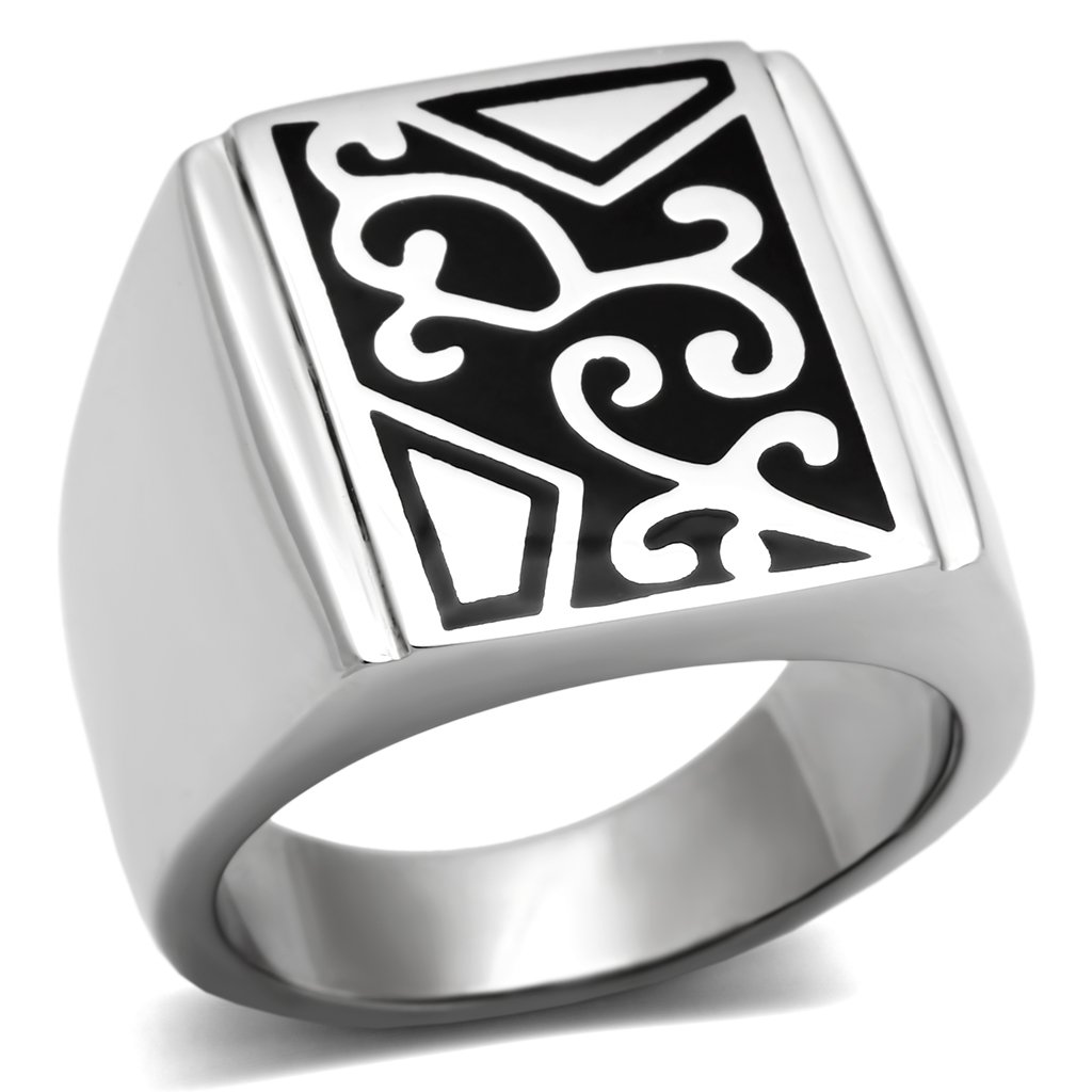 Men's stainless steel ring with a high polished finish, featuring a minimalist design without any stones.