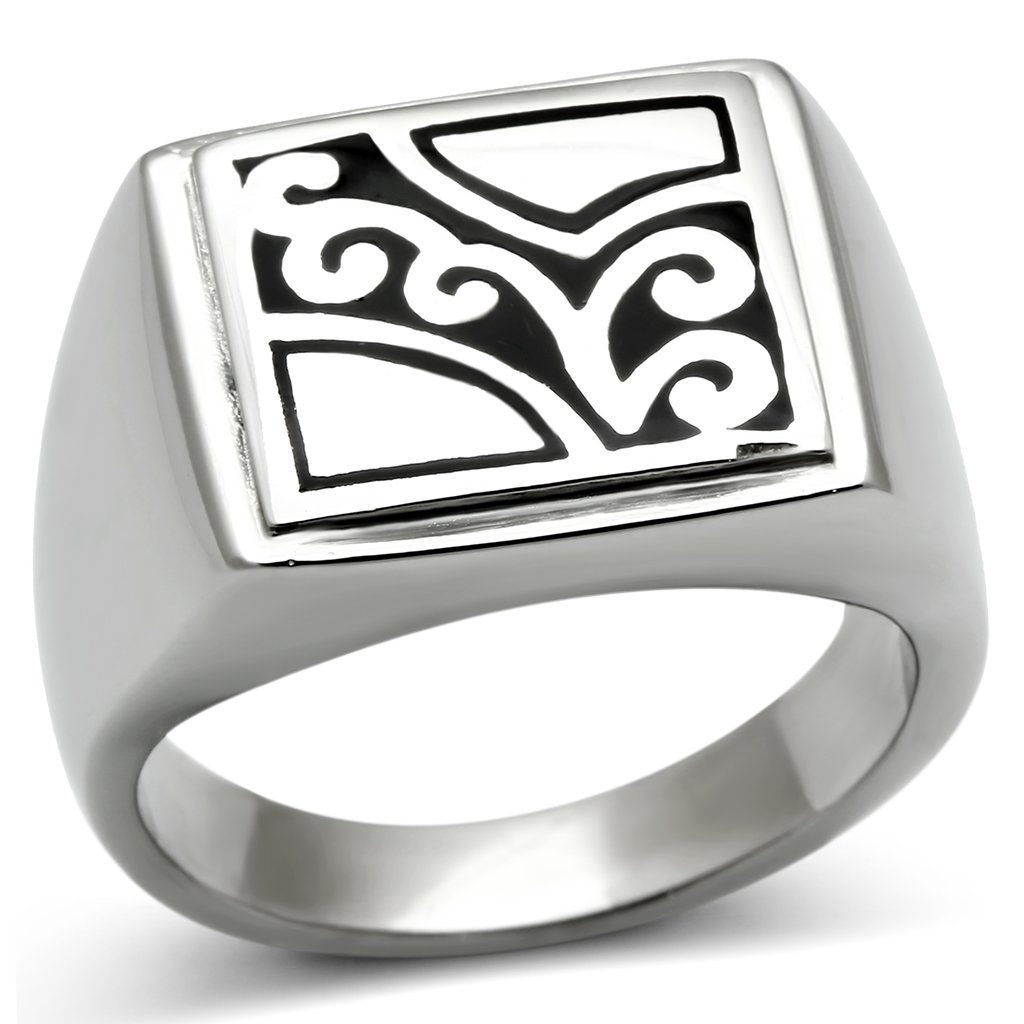 Men's stainless steel ring with a high polished finish, featuring a minimalist design without any stones.