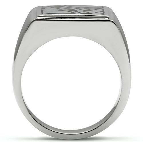 Men's stainless steel ring with a high polished finish, featuring a minimalist design without any stones.
