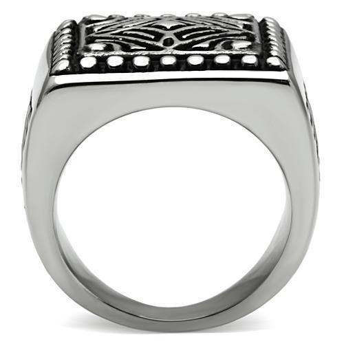 Men's stainless steel ring with a high polished finish, featuring a minimalist design without any stones.