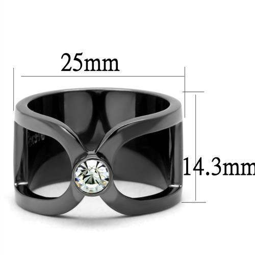 Men's stainless steel ring with synthetic crystal accents in IP Light Black finish.