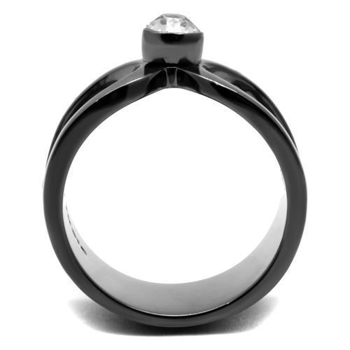 Men's stainless steel ring with synthetic crystal accents in IP Light Black finish.