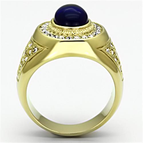 Men's stainless steel ring with synthetic Montana glass and IP gold finish, showcasing a modern and elegant design.