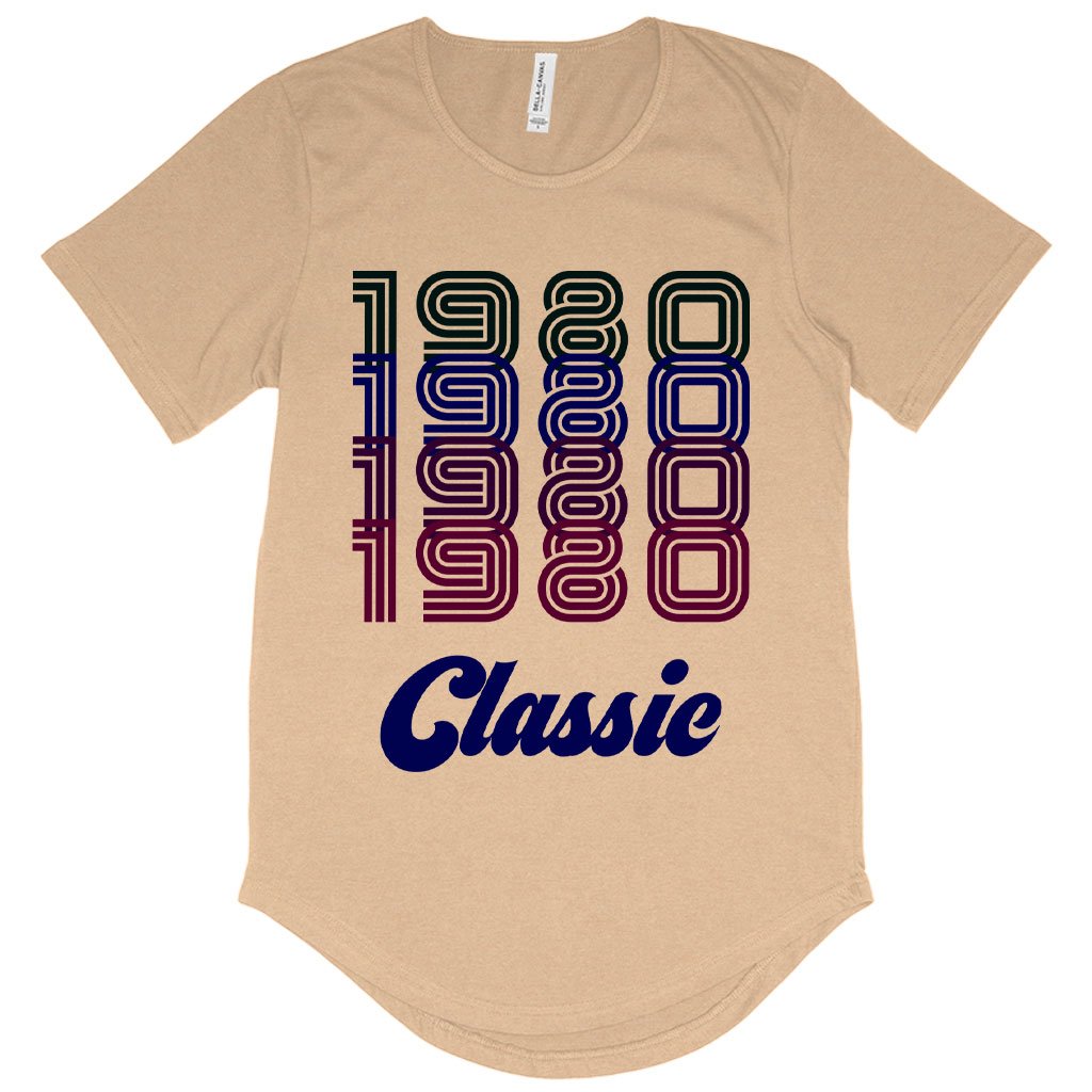 Men's 1980 Classic T-Shirt with Curved Hem in various colors, showcasing its stylish design and comfortable fit.