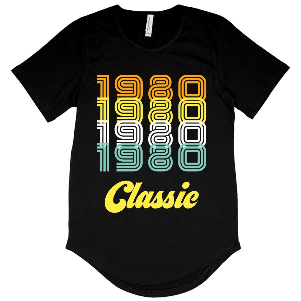 Men's 1980 Classic T-Shirt with Curved Hem in various colors, showcasing its stylish design and comfortable fit.