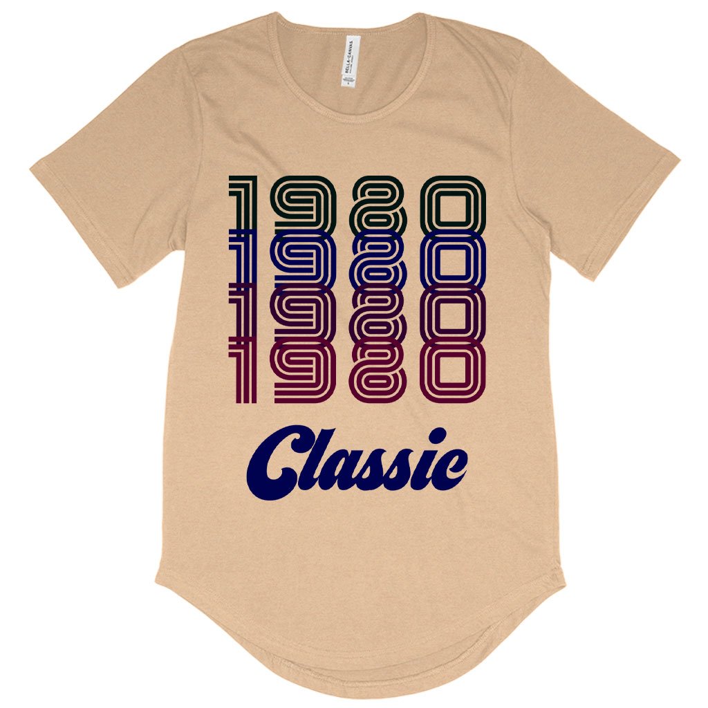 Men's 1980 Classic T-Shirt with Curved Hem in various colors, showcasing its stylish design and comfortable fit.