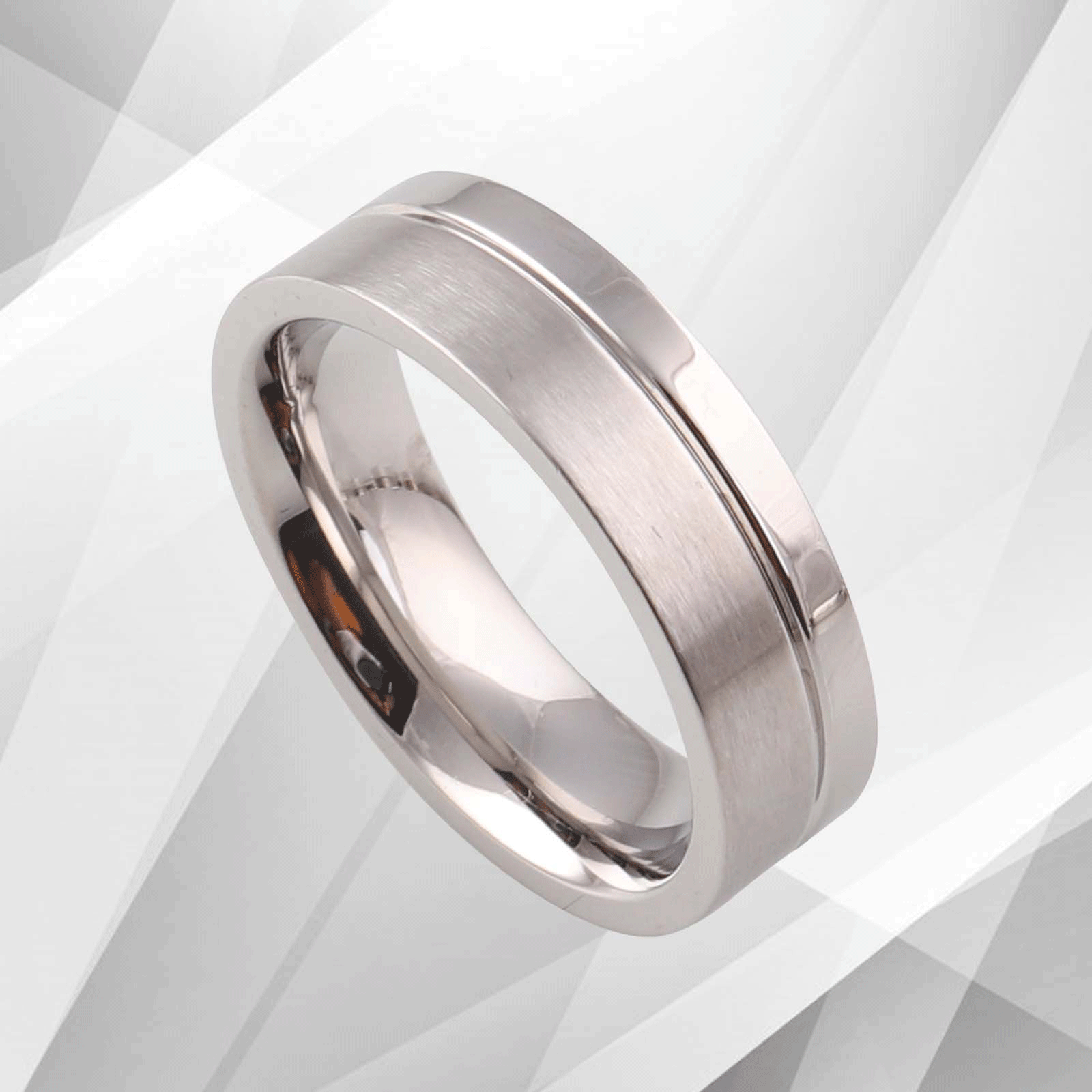 Men's sleek flat shape cobalt wedding engagement band ring with 18Ct white gold finish, showcasing a modern design and comfort fit.