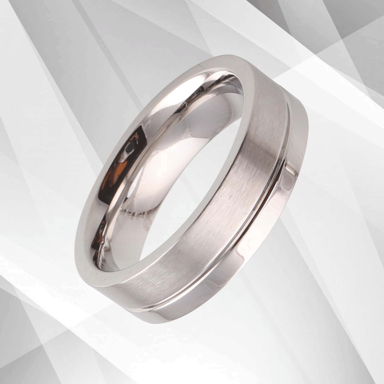 Men's sleek flat shape cobalt wedding engagement band ring with 18Ct white gold finish, showcasing a modern design and comfort fit.