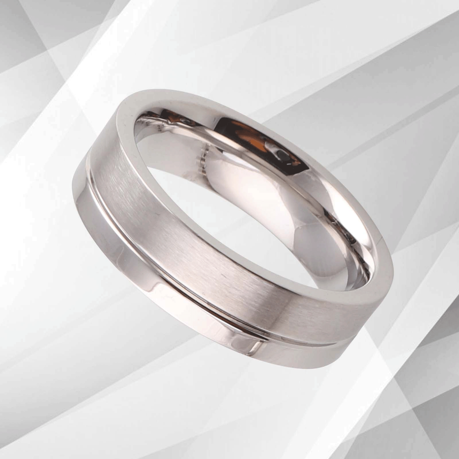 Men's sleek flat shape cobalt wedding engagement band ring with 18Ct white gold finish, showcasing a modern design and comfort fit.