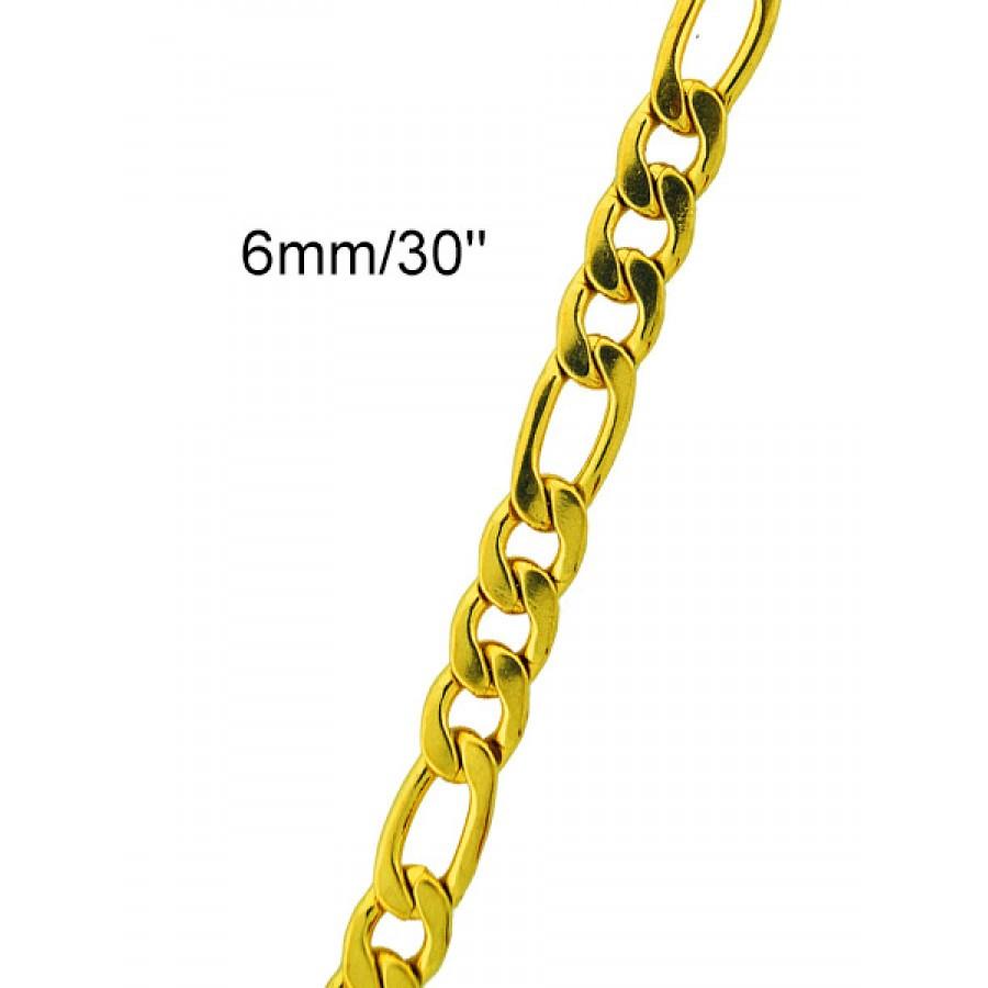 Men's Stainless Steel Figro Chain featuring interlocking links and a shiny finish, perfect for stylish accessorizing.