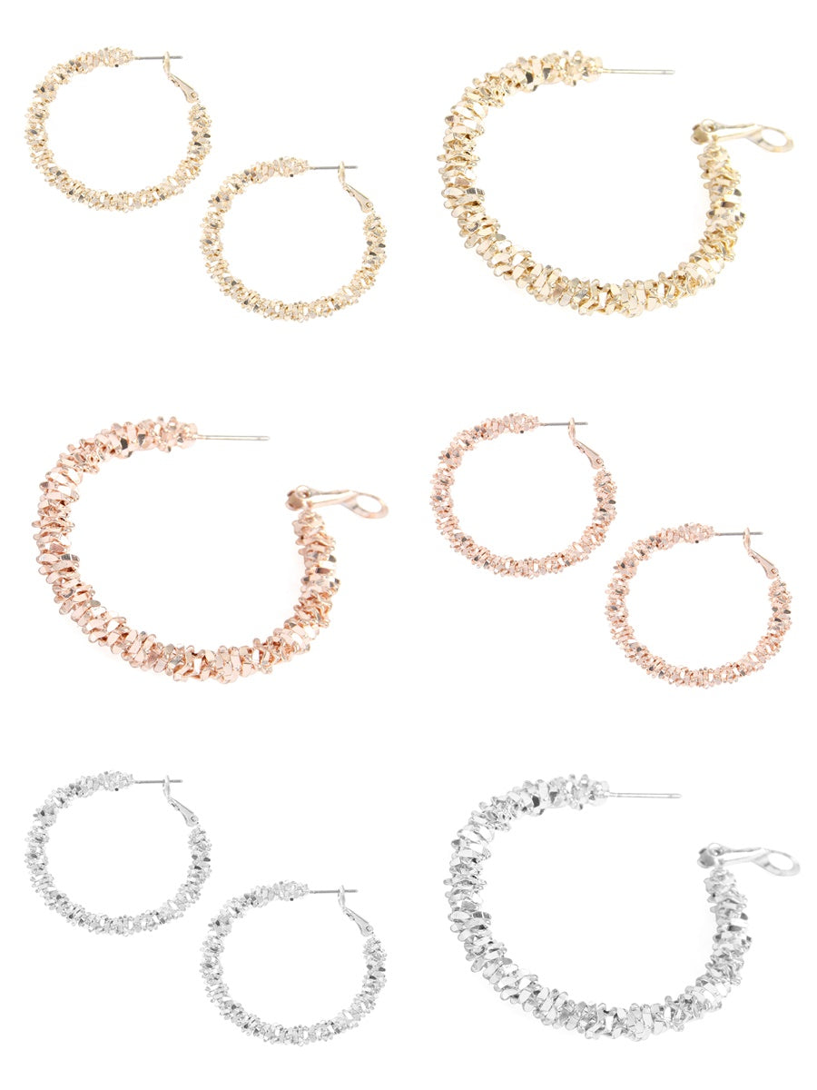Metal Beads Hoop Earrings by DOBBI in various colors, showcasing their elegant design and 1.5-inch diameter.
