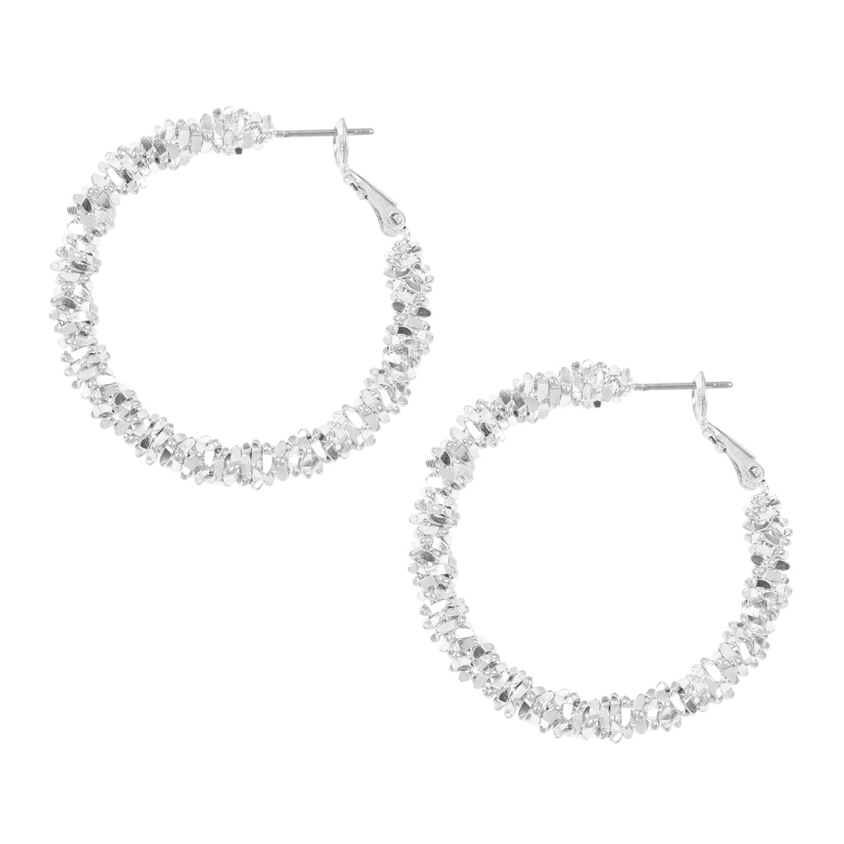 Metal Beads Hoop Earrings by DOBBI in various colors, showcasing their elegant design and 1.5-inch diameter.