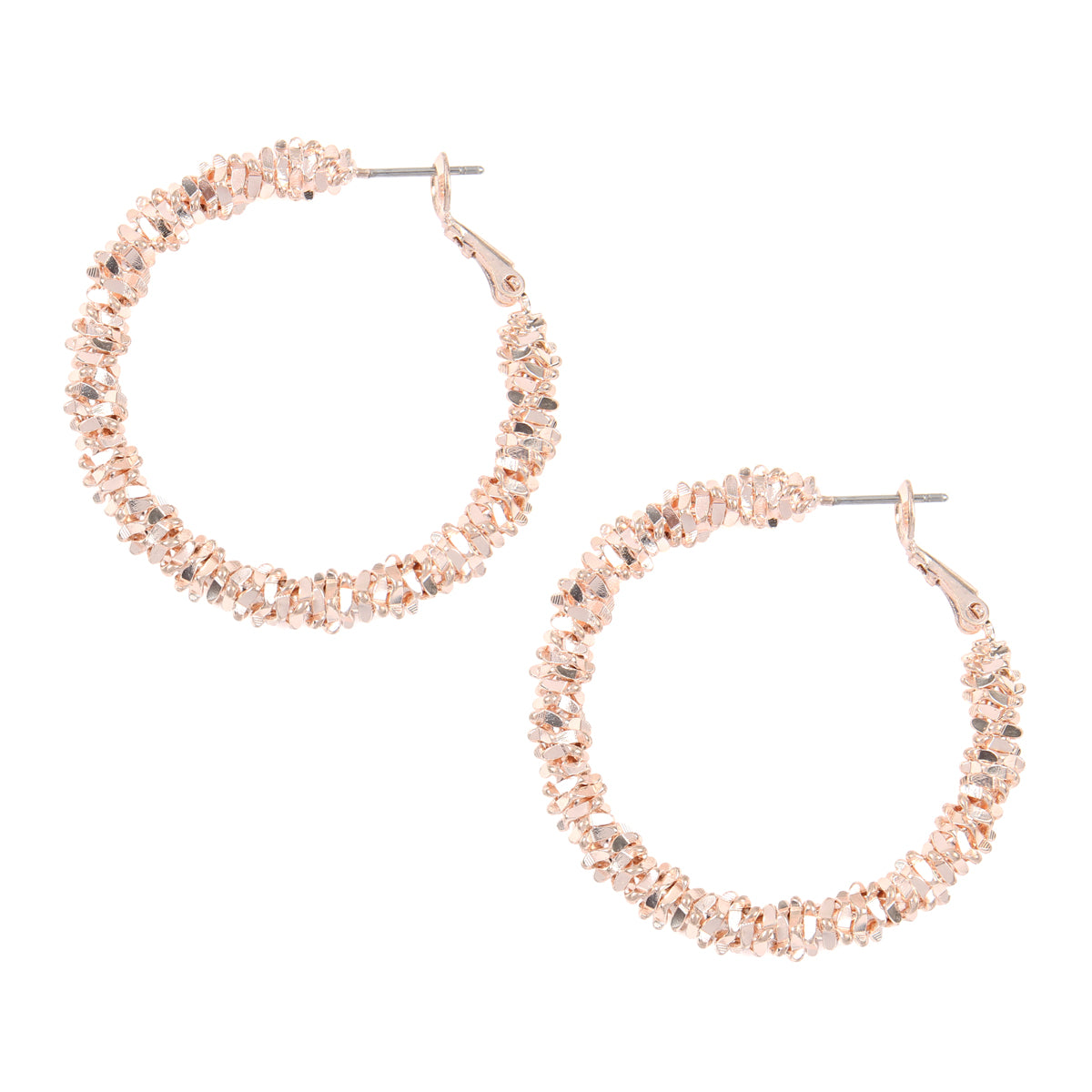 Metal Beads Hoop Earrings by DOBBI in various colors, showcasing their elegant design and 1.5-inch diameter.
