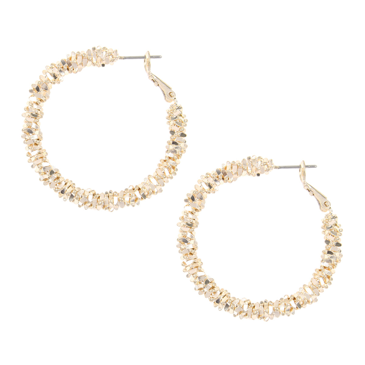 Metal Beads Hoop Earrings by DOBBI in various colors, showcasing their elegant design and 1.5-inch diameter.