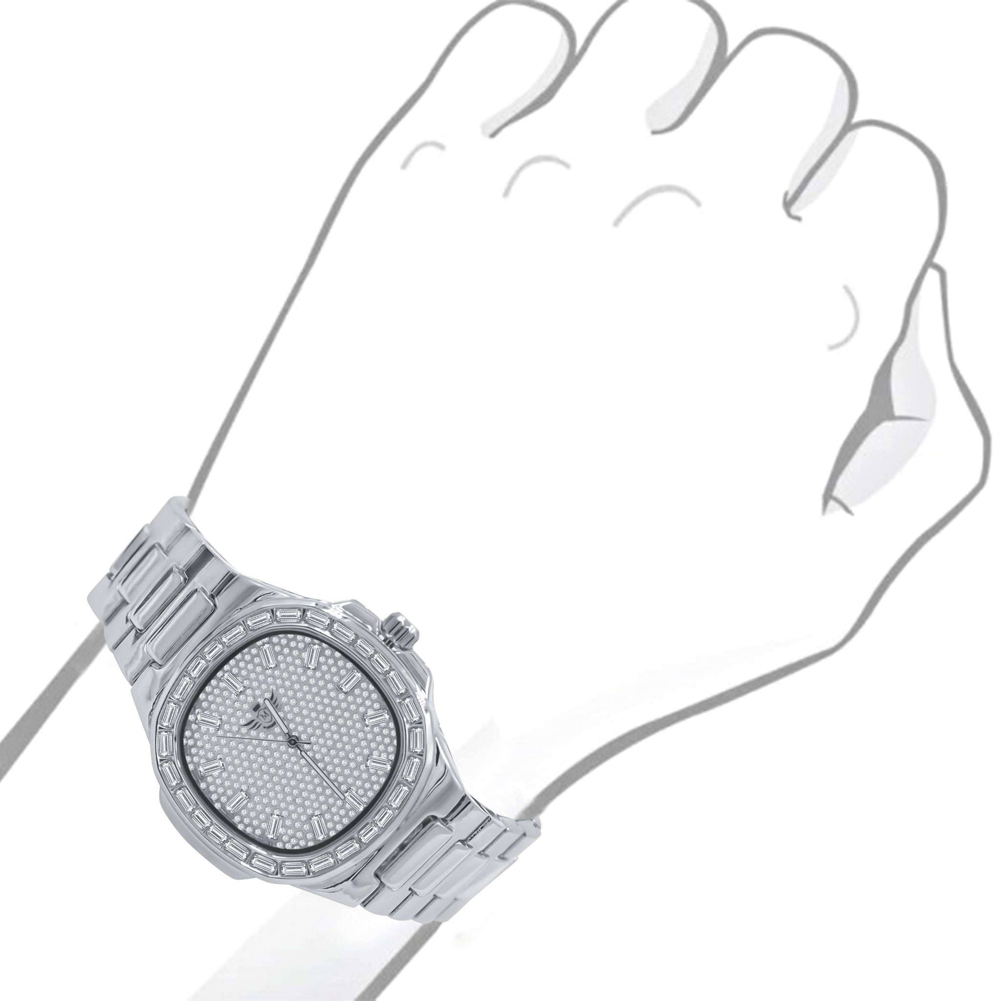MIRABILIS Hip Hop Metal Watch featuring a luminous metal band and crystal stone bezel, perfect for stylish occasions.