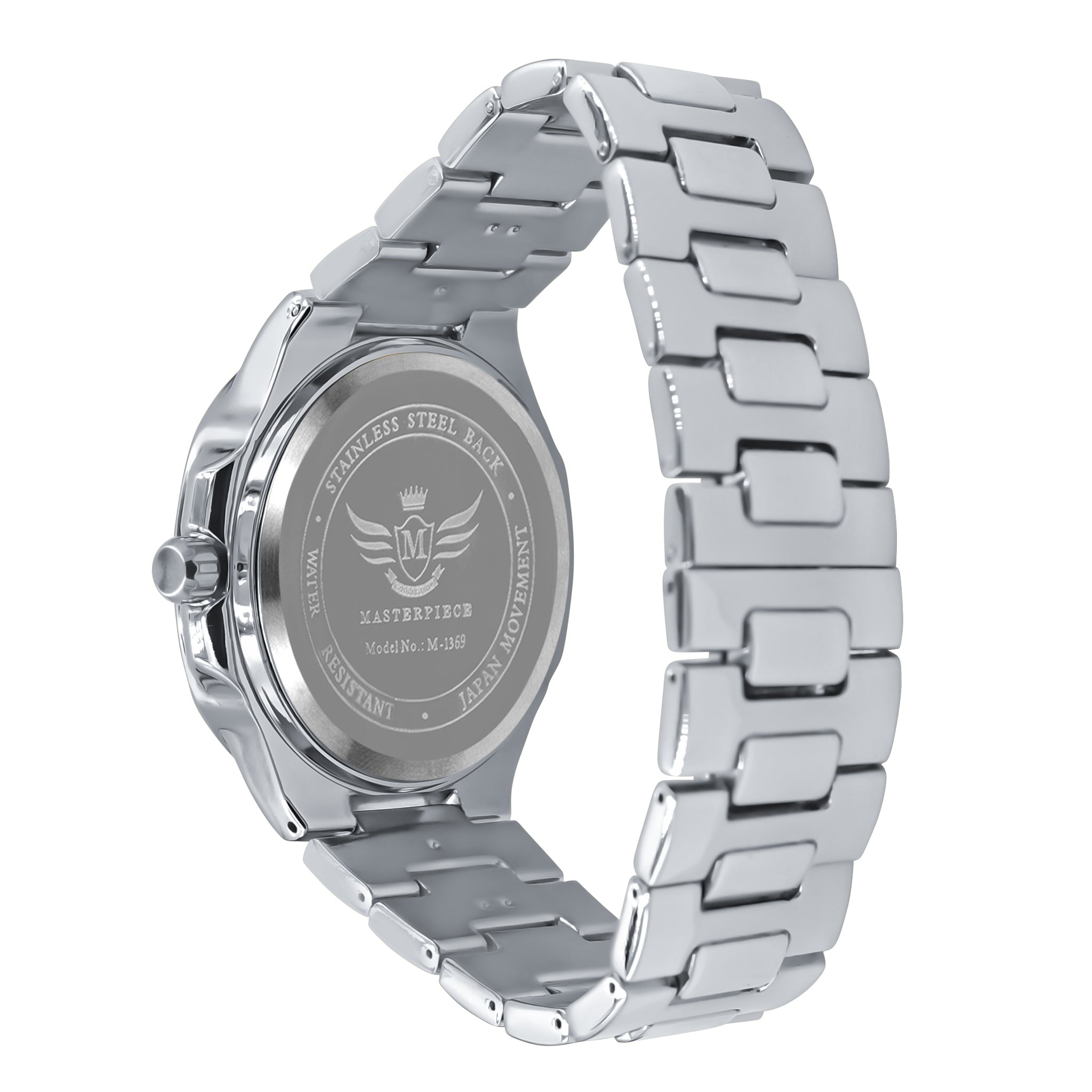 MIRABILIS Hip Hop Metal Watch featuring a luminous metal band and crystal stone bezel, perfect for stylish occasions.