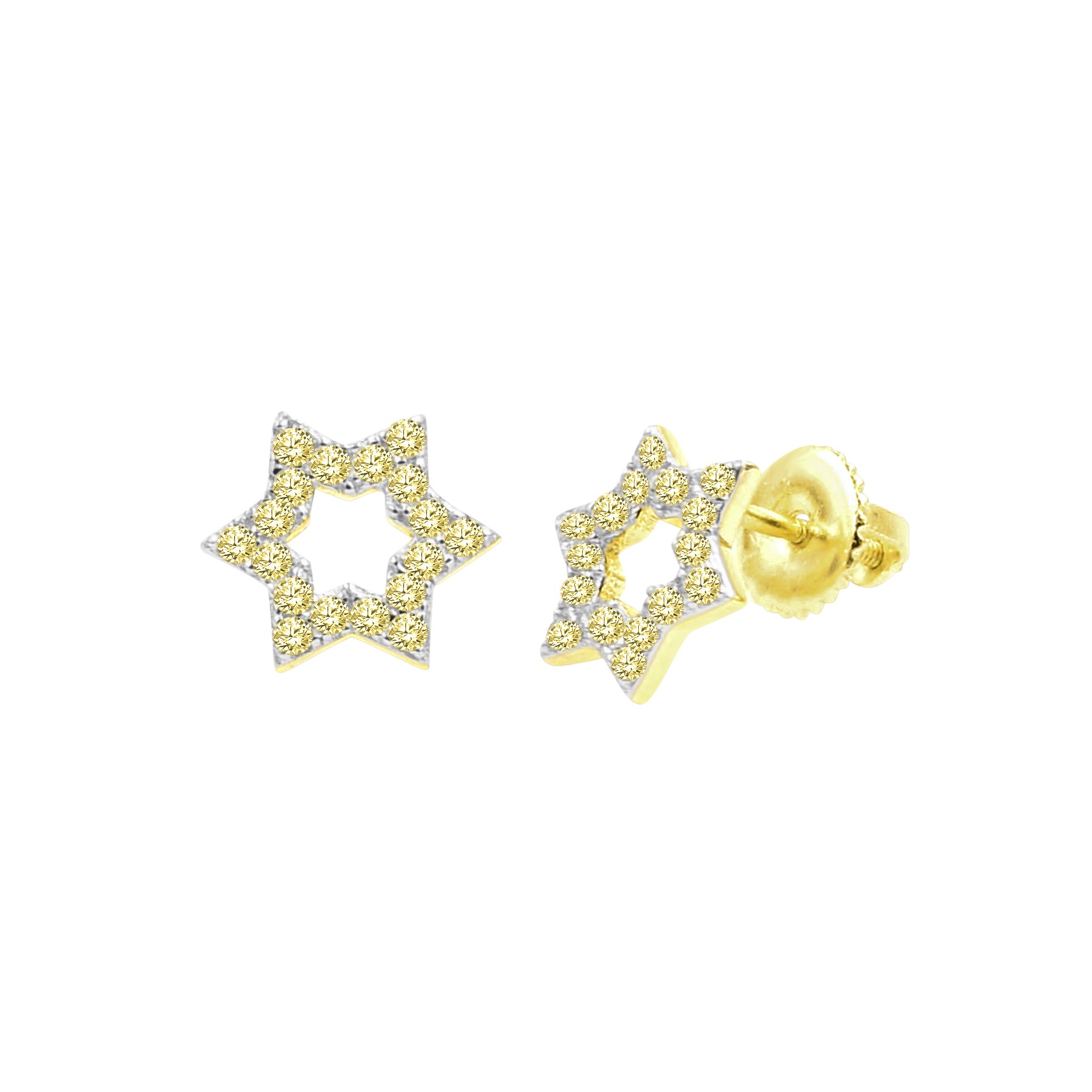 A pair of Miraculous Star Earrings made from 925 sterling silver, featuring sparkling cubic zircon stones in a unique star design.