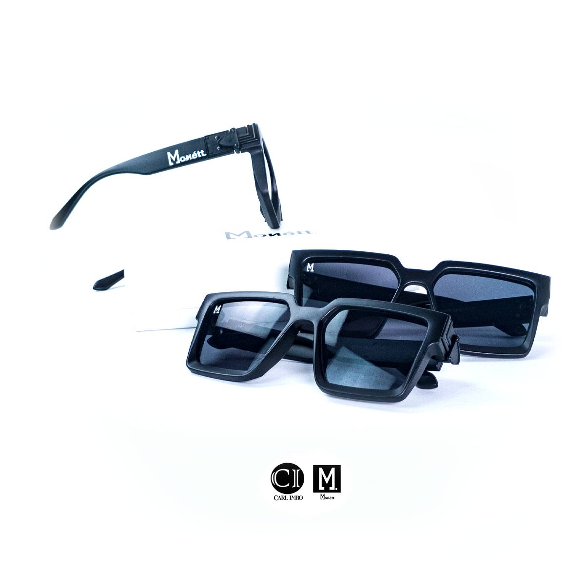 Monett Manifesto Black sunglasses featuring a stylish square frame and gradient lenses, perfect for outdoor activities.