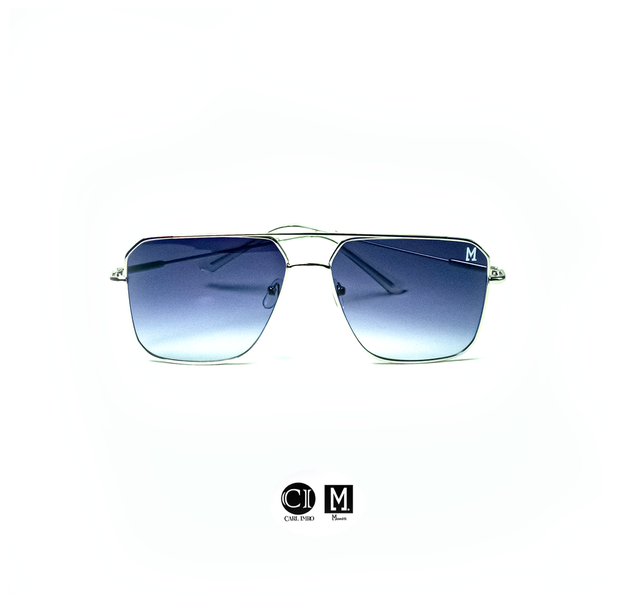 Monett Monaco Classic Silver sunglasses with a square design, featuring resin lenses and an alloy frame.