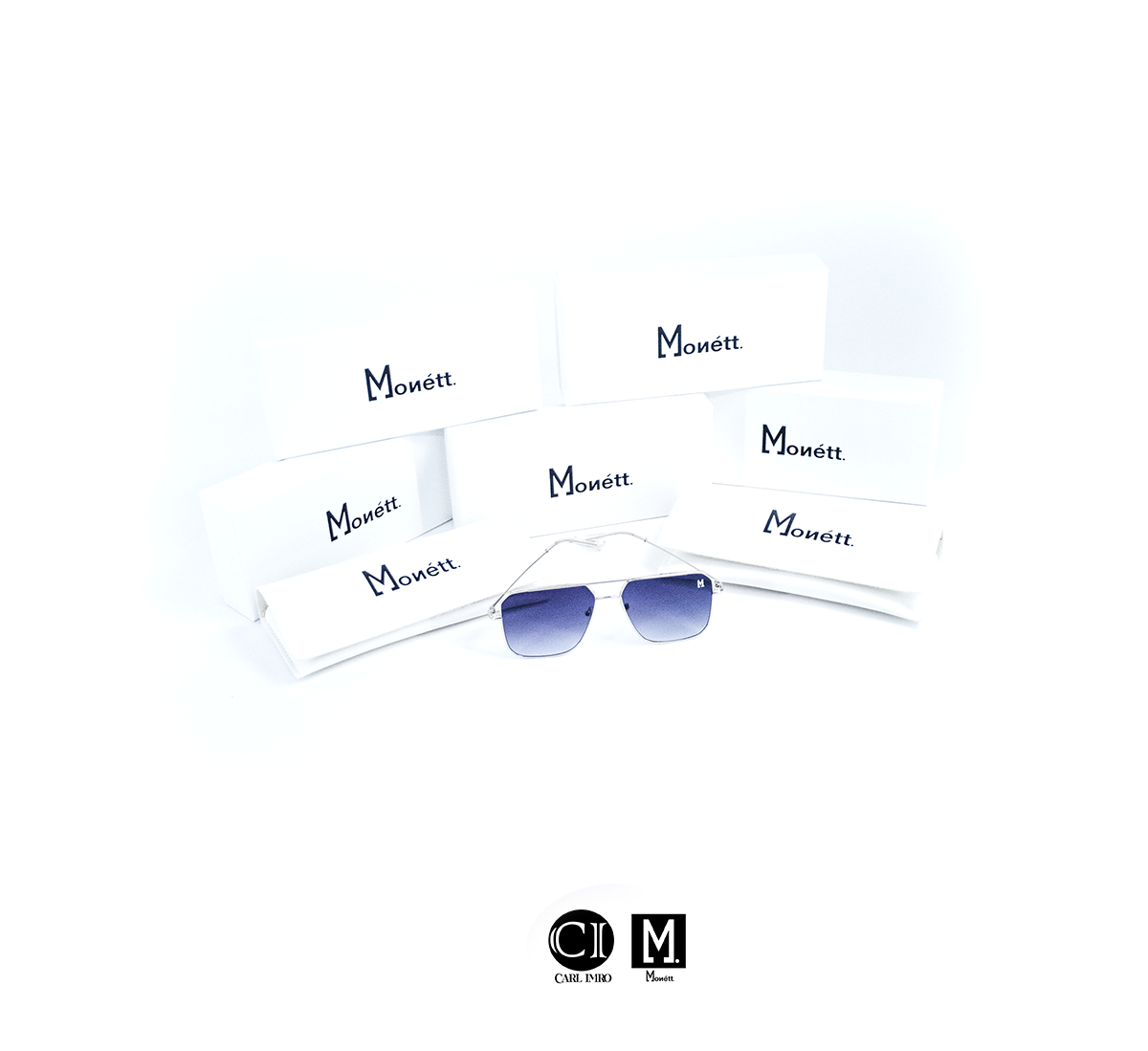 Monett Monaco Classic Silver sunglasses with a square design, featuring resin lenses and an alloy frame.