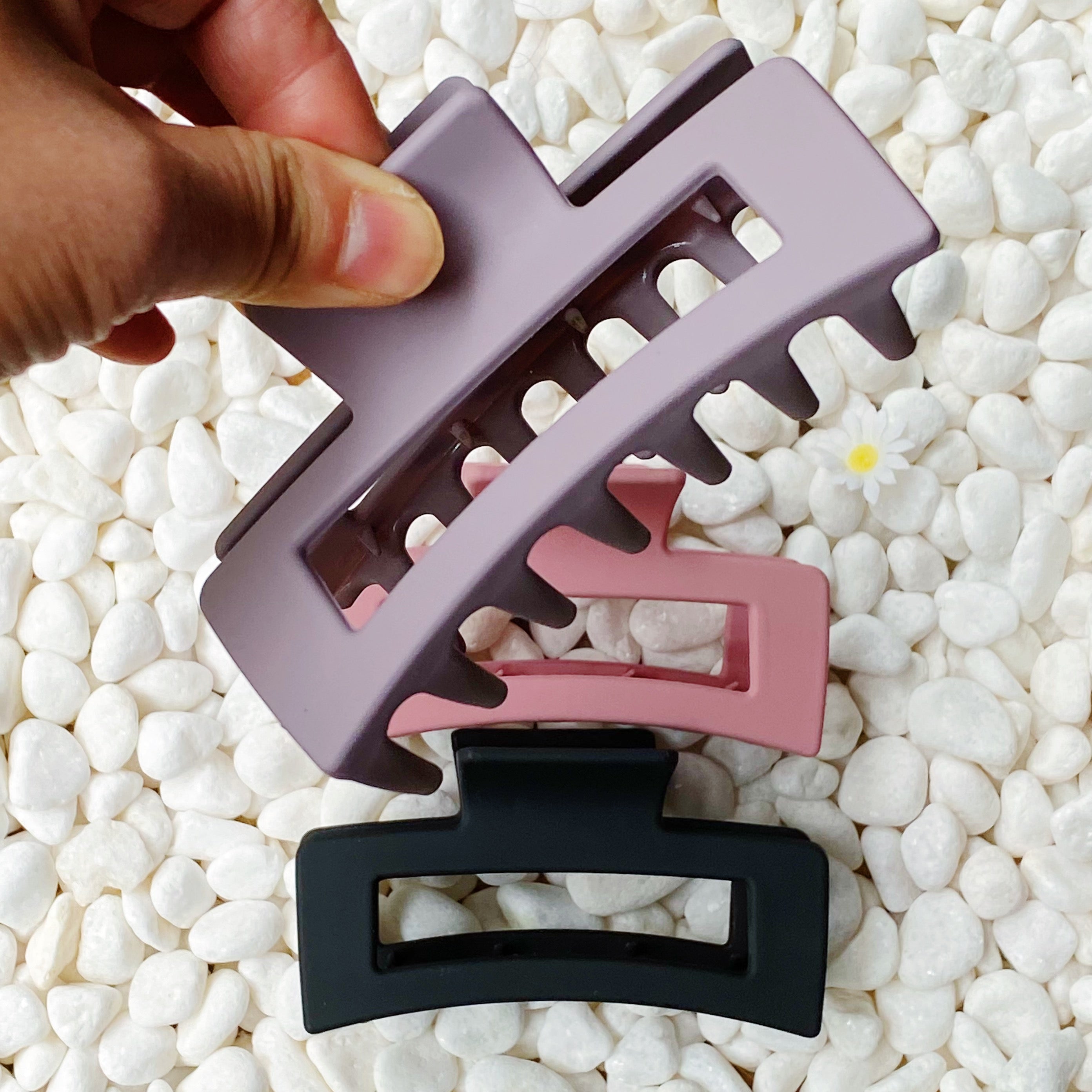 Monotone Hair Claw Set featuring chic acrylic clips in neutral colors with a soft matte finish, elegantly packaged.