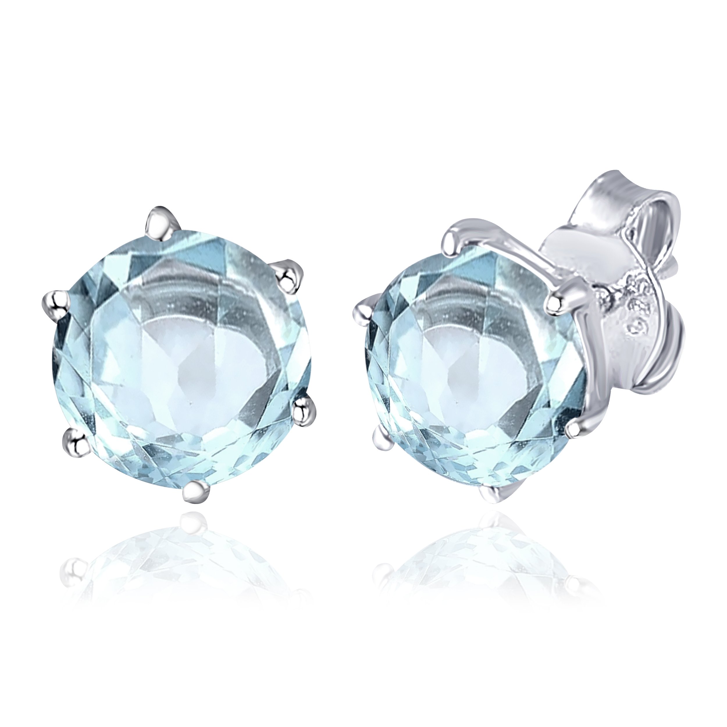 Multi Gemstone Stud Earrings in Sterling Silver featuring vibrant lab-created gemstones set in a high polished finish.