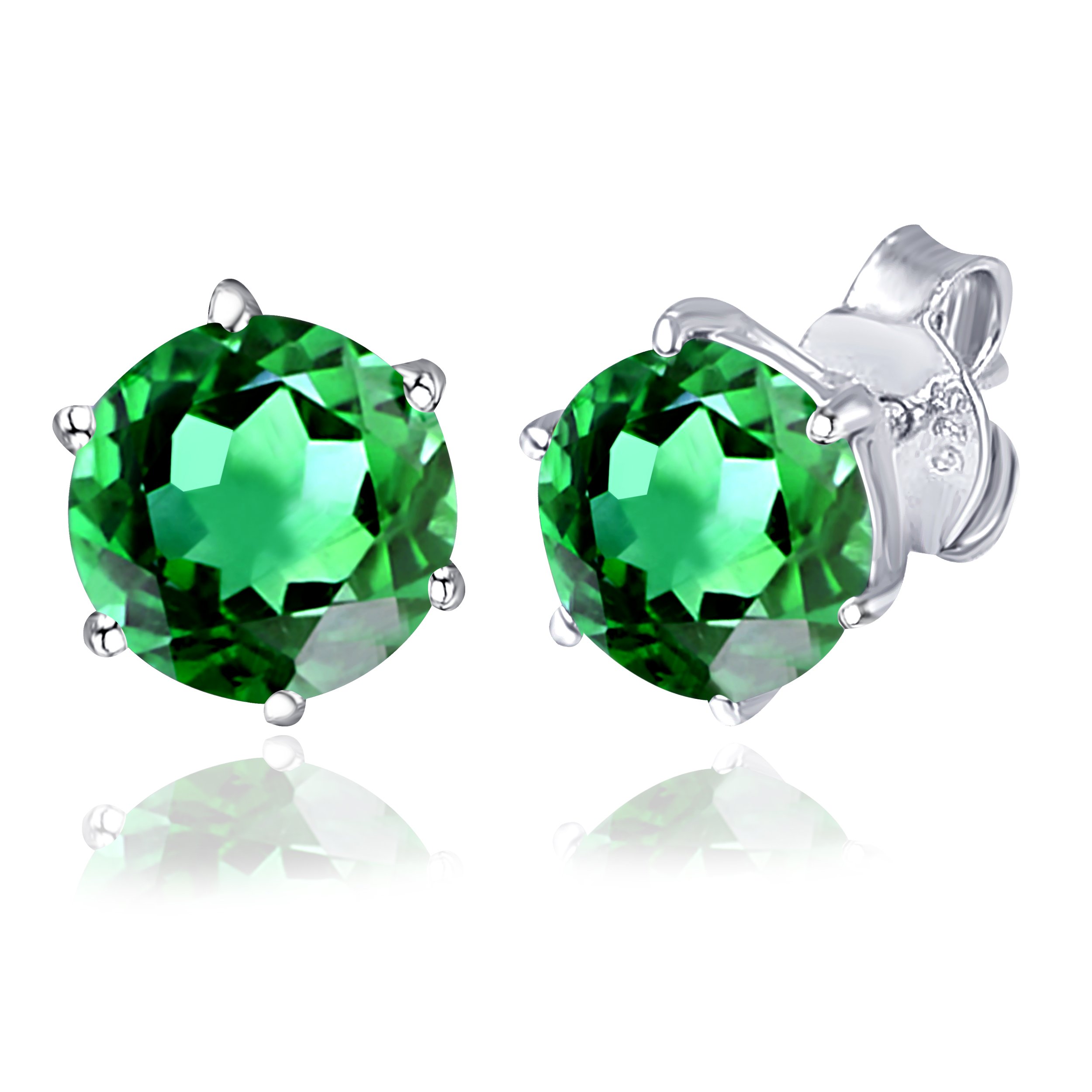 Multi Gemstone Stud Earrings in Sterling Silver featuring vibrant lab-created gemstones set in a high polished finish.