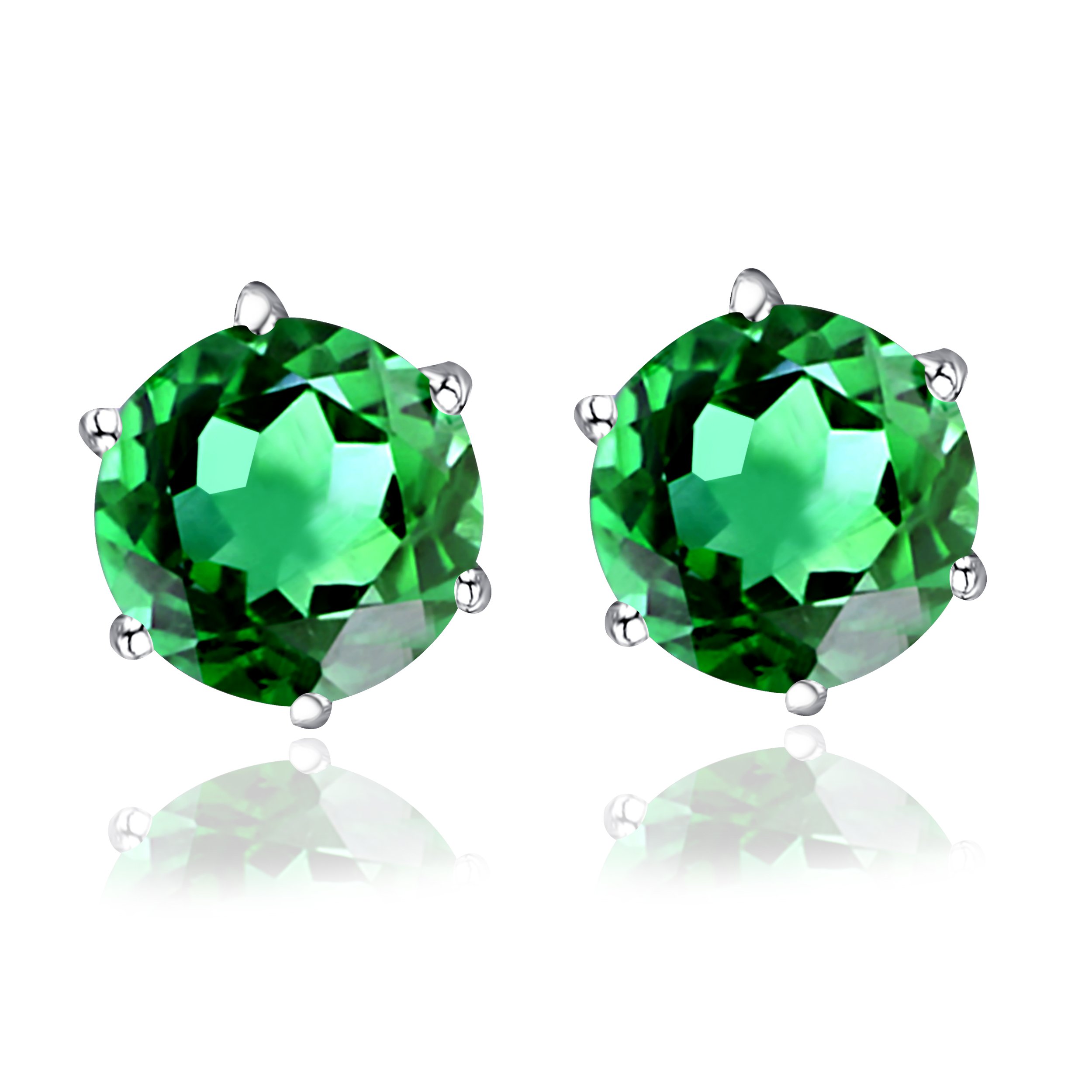 Multi Gemstone Stud Earrings in Sterling Silver featuring vibrant lab-created gemstones set in a high polished finish.