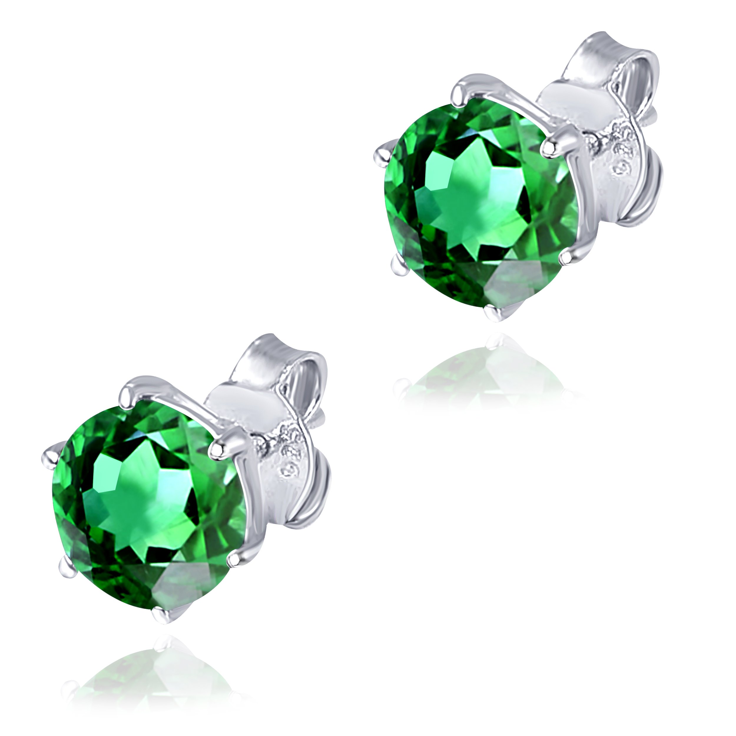Multi Gemstone Stud Earrings in Sterling Silver featuring vibrant lab-created gemstones set in a high polished finish.