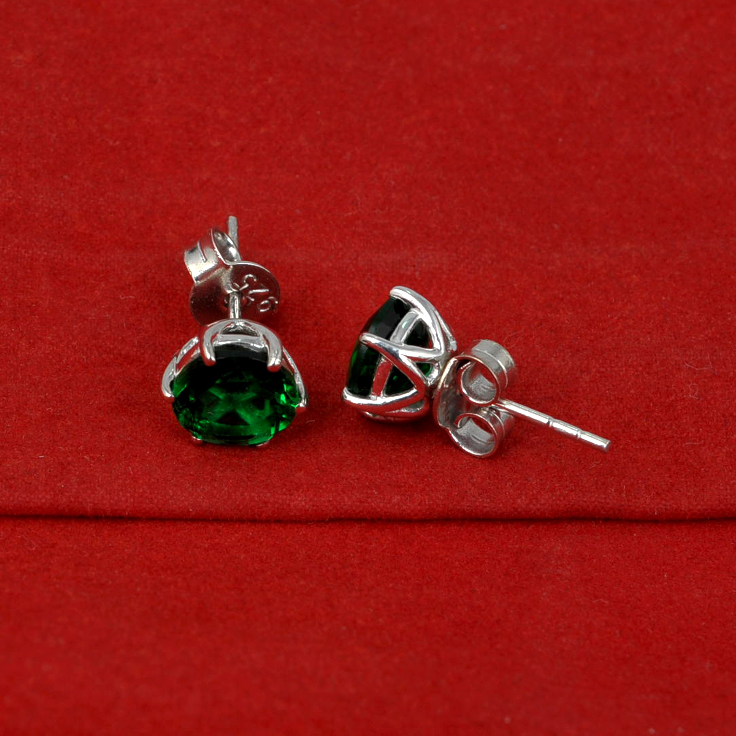 Multi Gemstone Stud Earrings in Sterling Silver featuring vibrant lab-created gemstones set in a high polished finish.