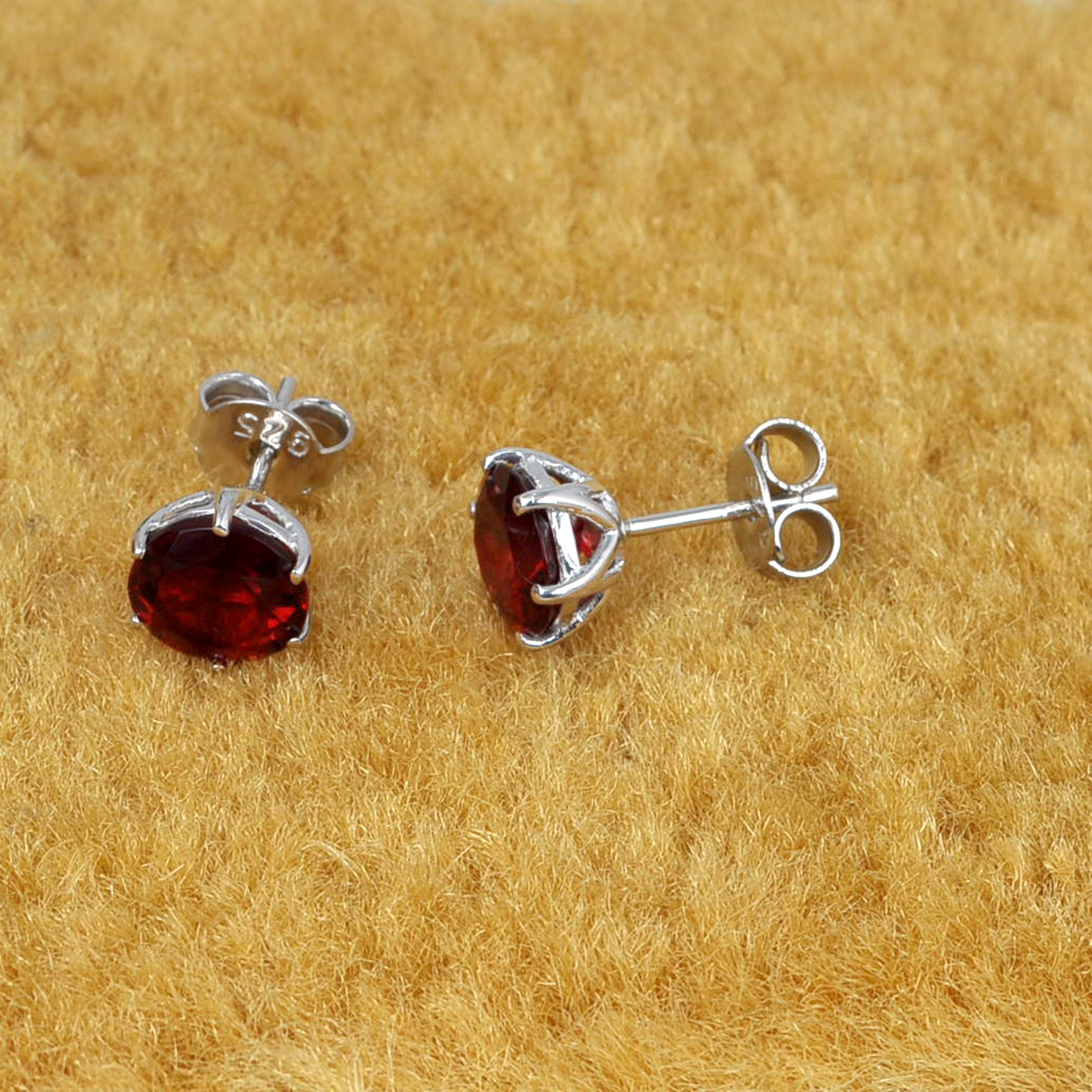 Multi Gemstone Stud Earrings in Sterling Silver featuring vibrant lab-created gemstones set in a high polished finish.