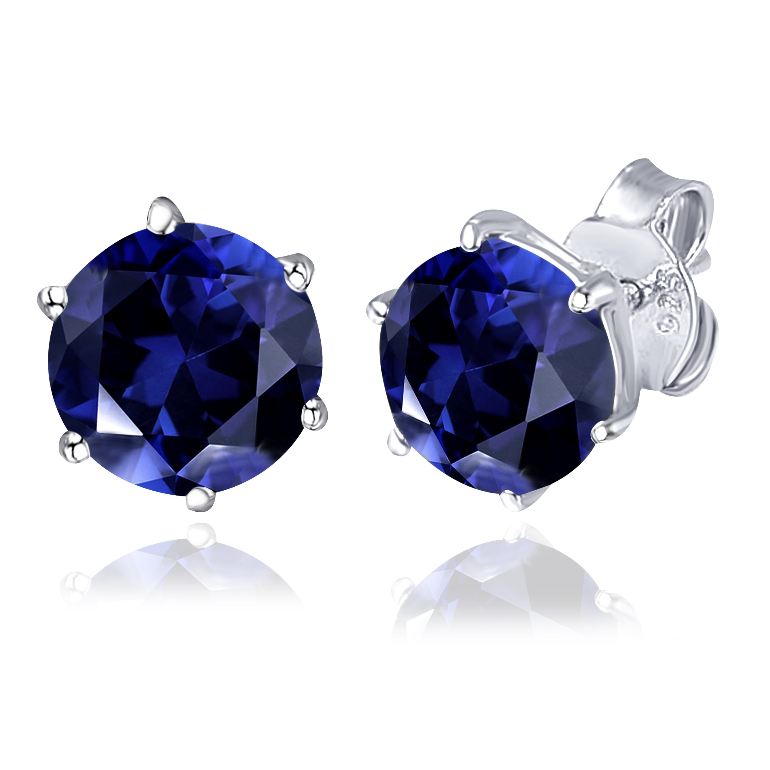 Multi Gemstone Stud Earrings in Sterling Silver featuring vibrant lab-created gemstones set in a high polished finish.