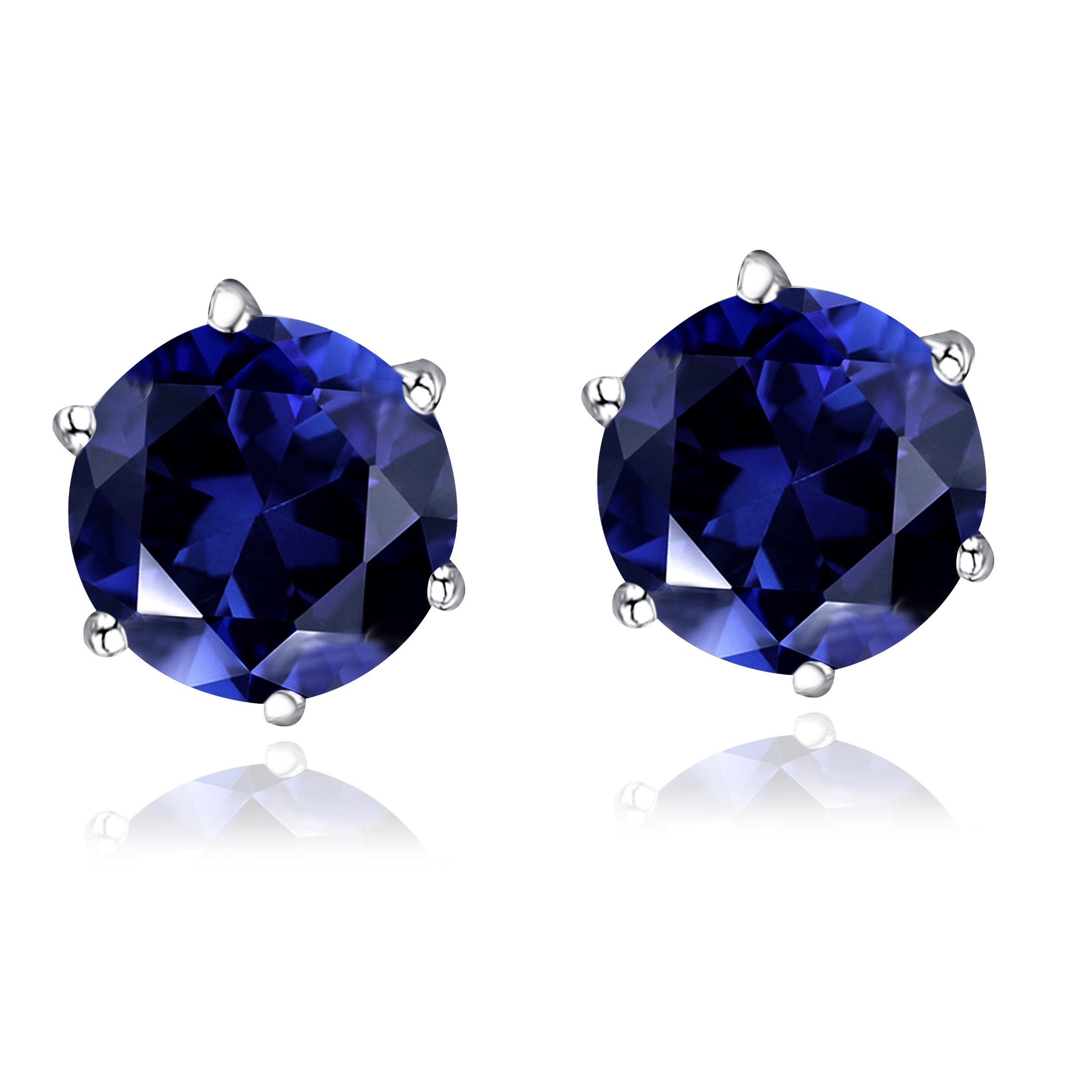 Multi Gemstone Stud Earrings in Sterling Silver featuring vibrant lab-created gemstones set in a high polished finish.