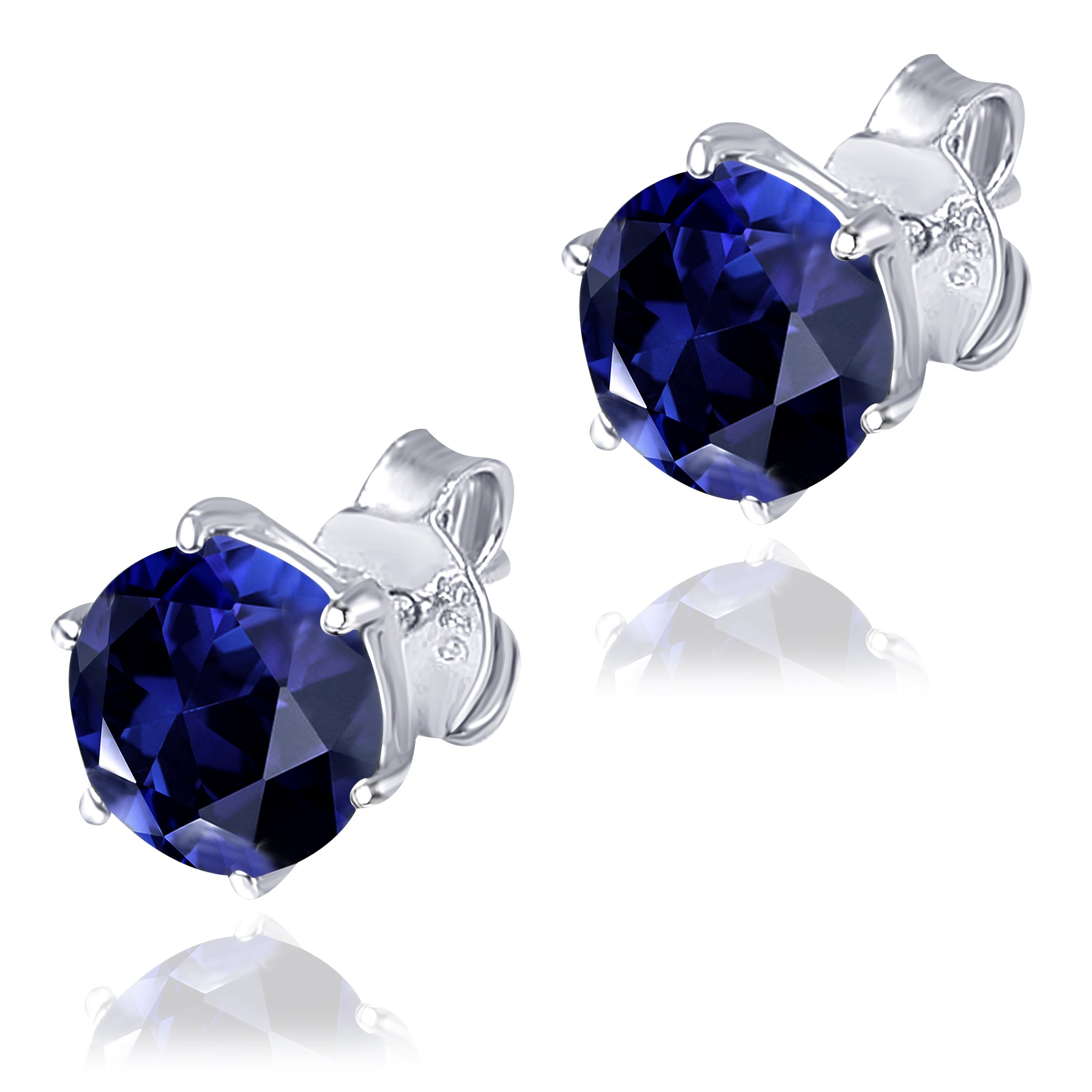 Multi Gemstone Stud Earrings in Sterling Silver featuring vibrant lab-created gemstones set in a high polished finish.