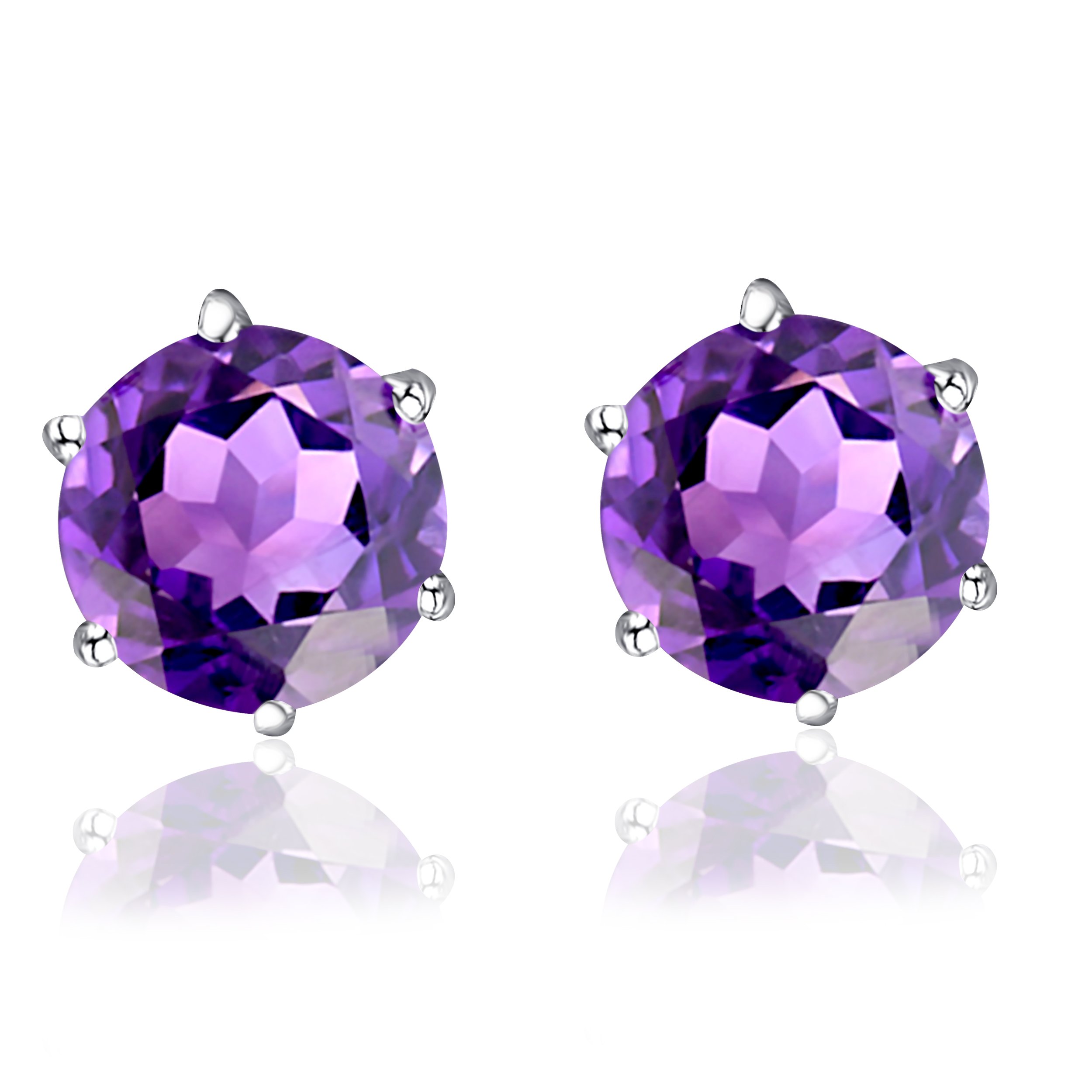 Multi Gemstone Stud Earrings in Sterling Silver featuring vibrant lab-created gemstones set in a high polished finish.