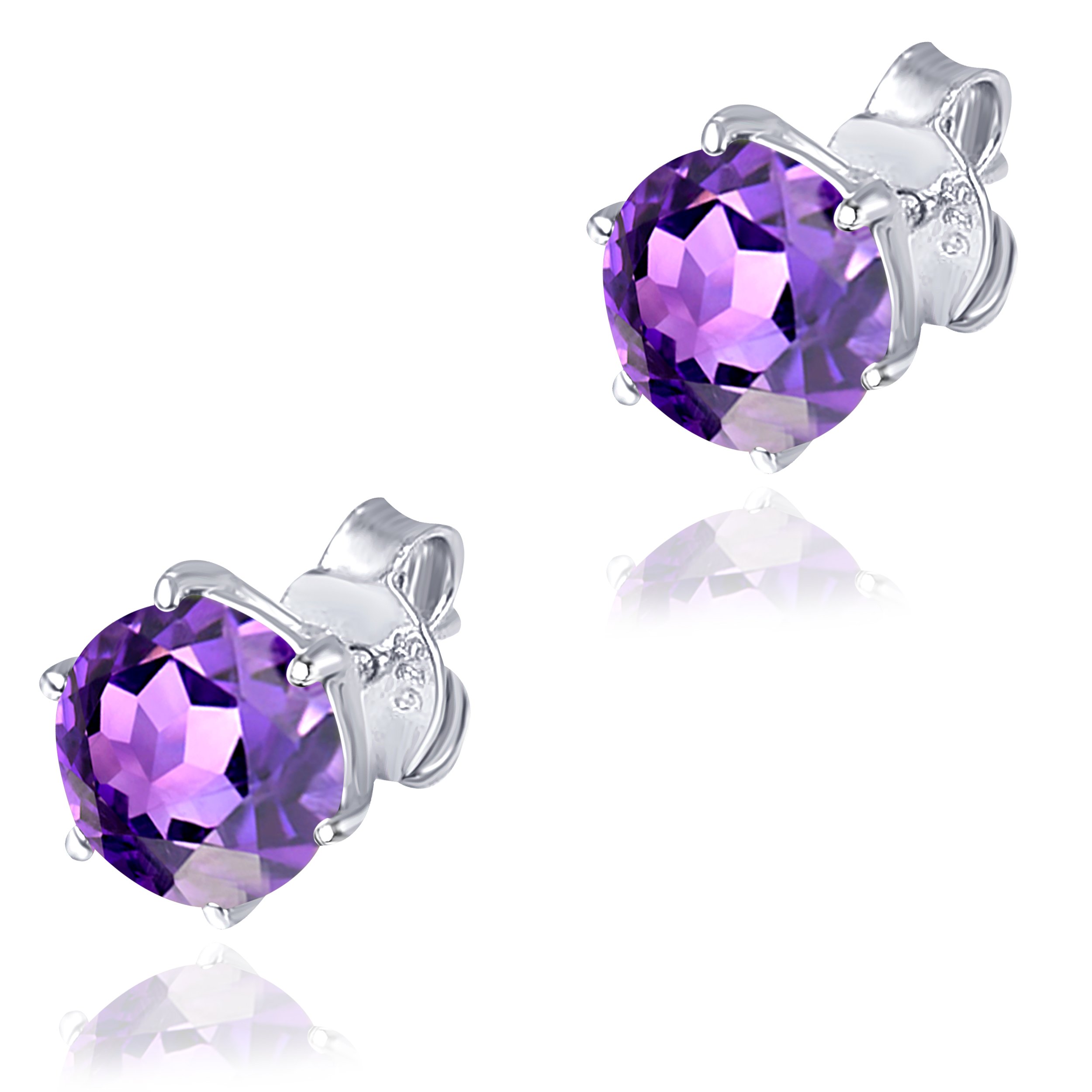 Multi Gemstone Stud Earrings in Sterling Silver featuring vibrant lab-created gemstones set in a high polished finish.