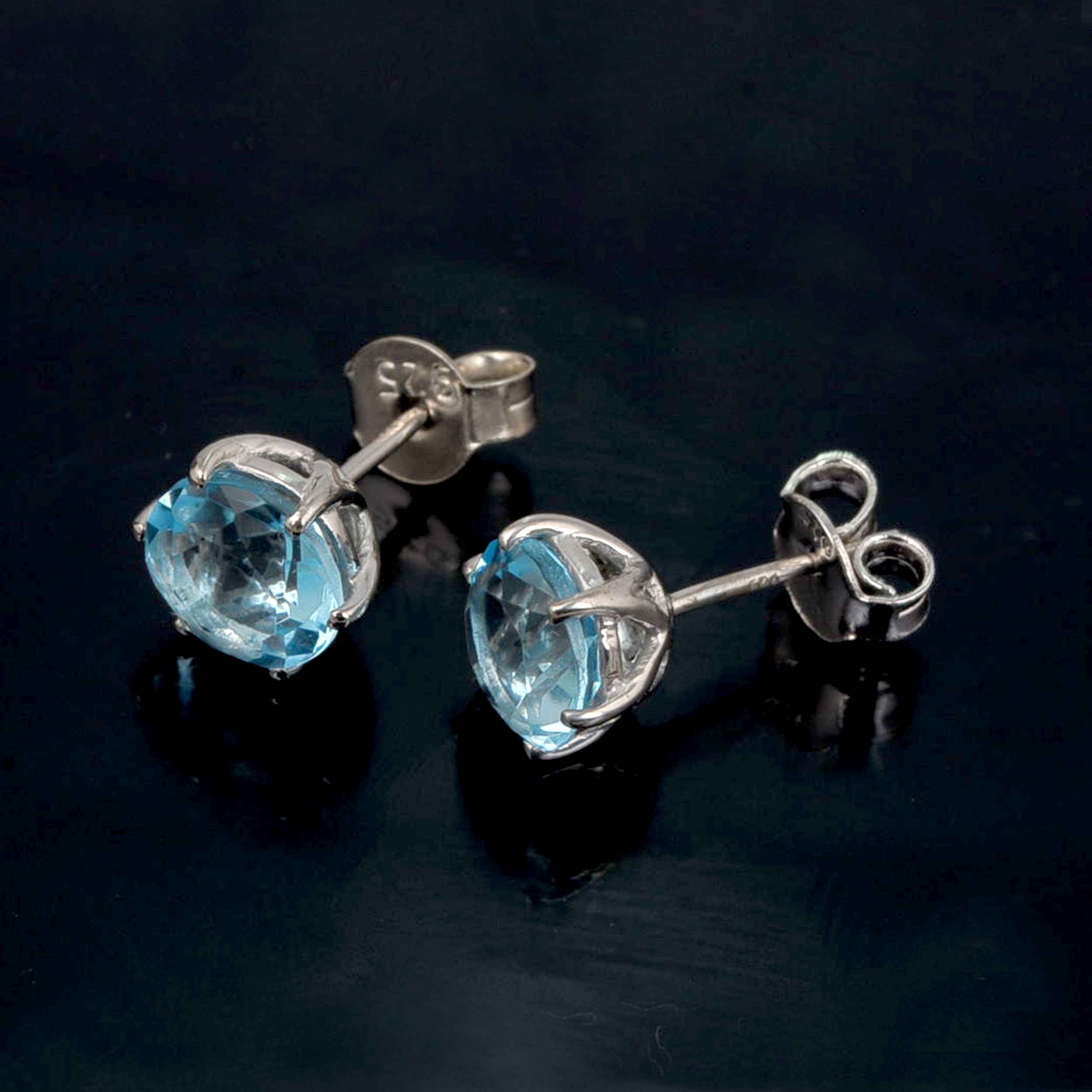 Multi Gemstone Stud Earrings in Sterling Silver featuring vibrant lab-created gemstones set in a high polished finish.