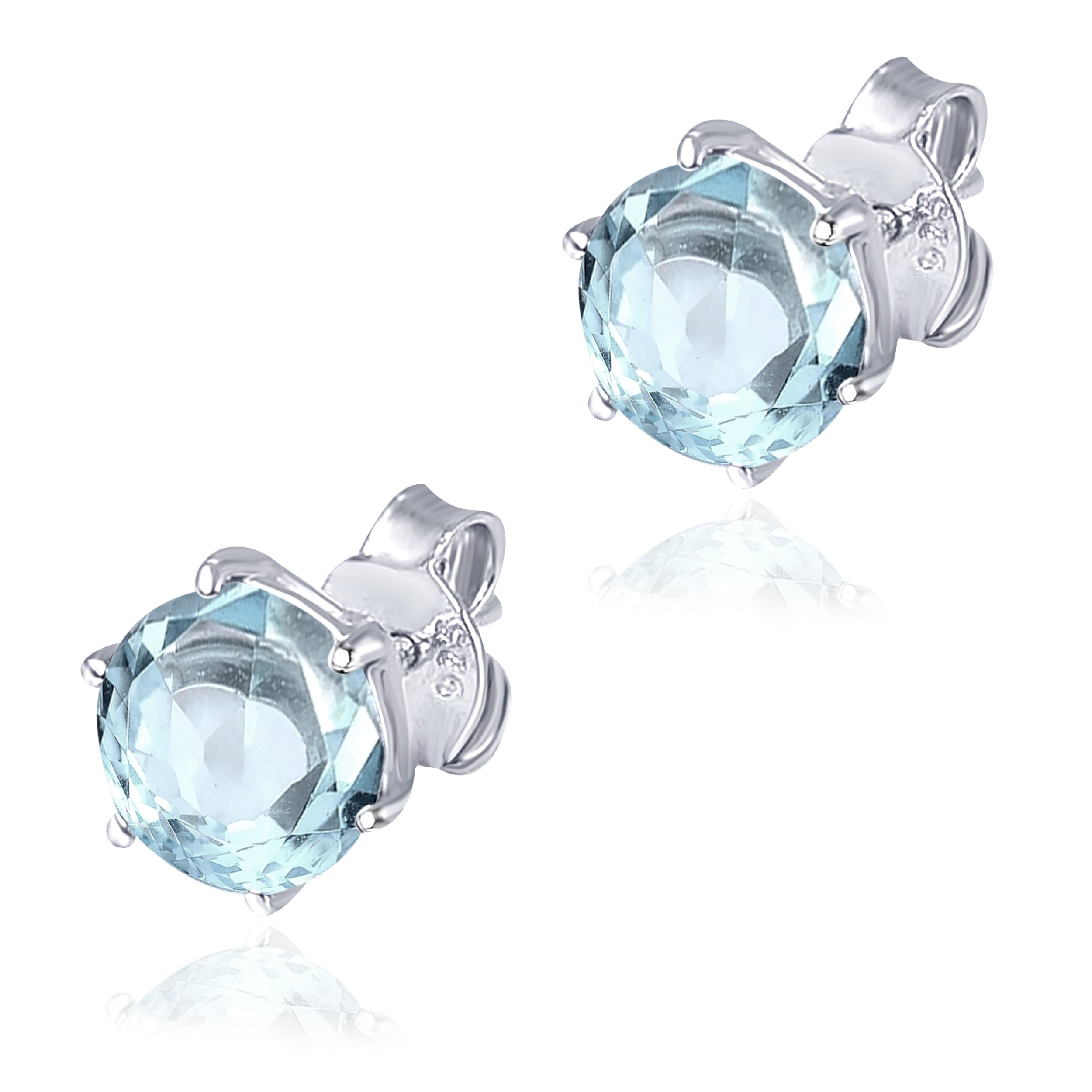 Multi Gemstone Stud Earrings in Sterling Silver featuring vibrant lab-created gemstones set in a high polished finish.