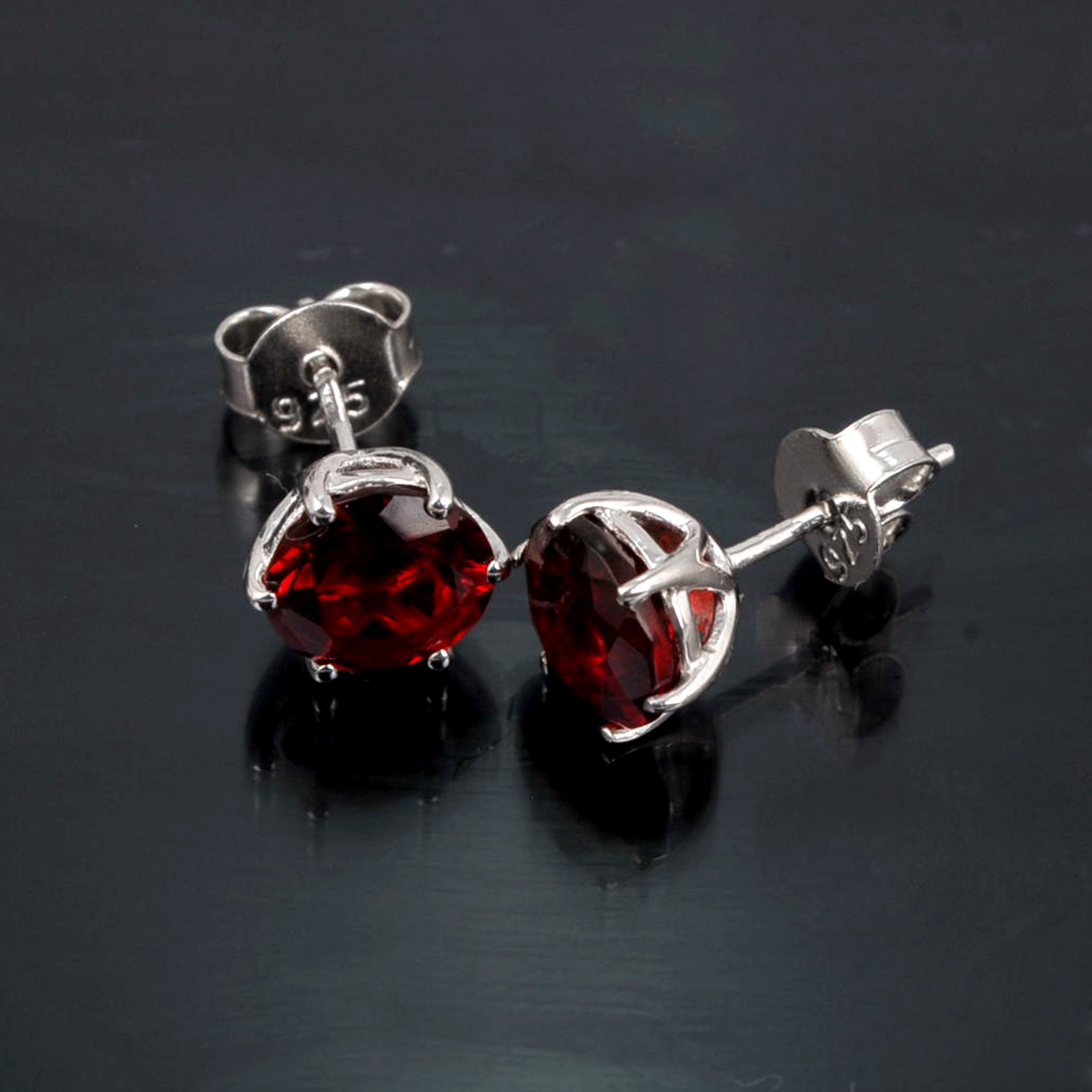 Multi Gemstone Stud Earrings in Sterling Silver featuring vibrant lab-created gemstones set in a high polished finish.