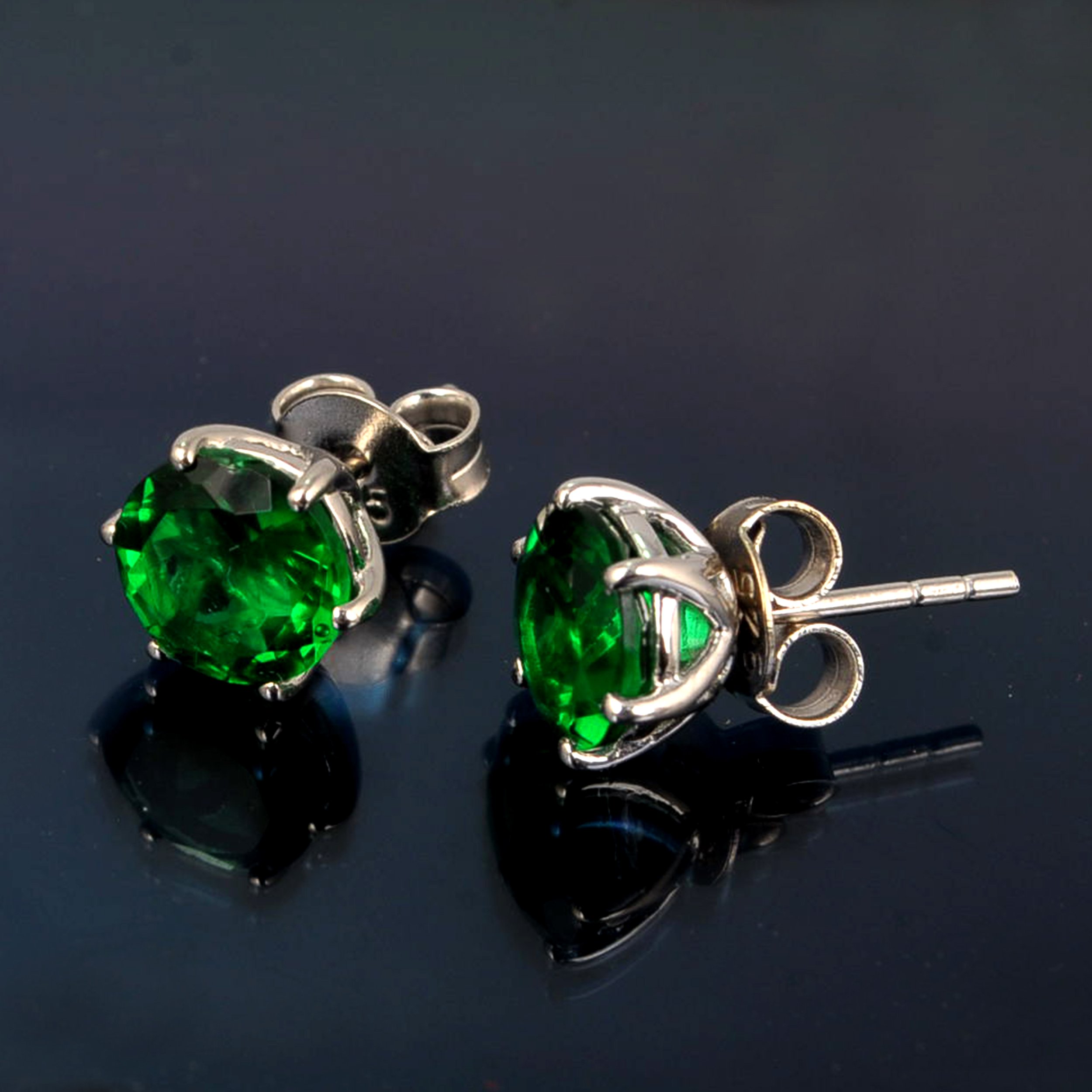 Multi Gemstone Stud Earrings in Sterling Silver featuring vibrant lab-created gemstones set in a high polished finish.