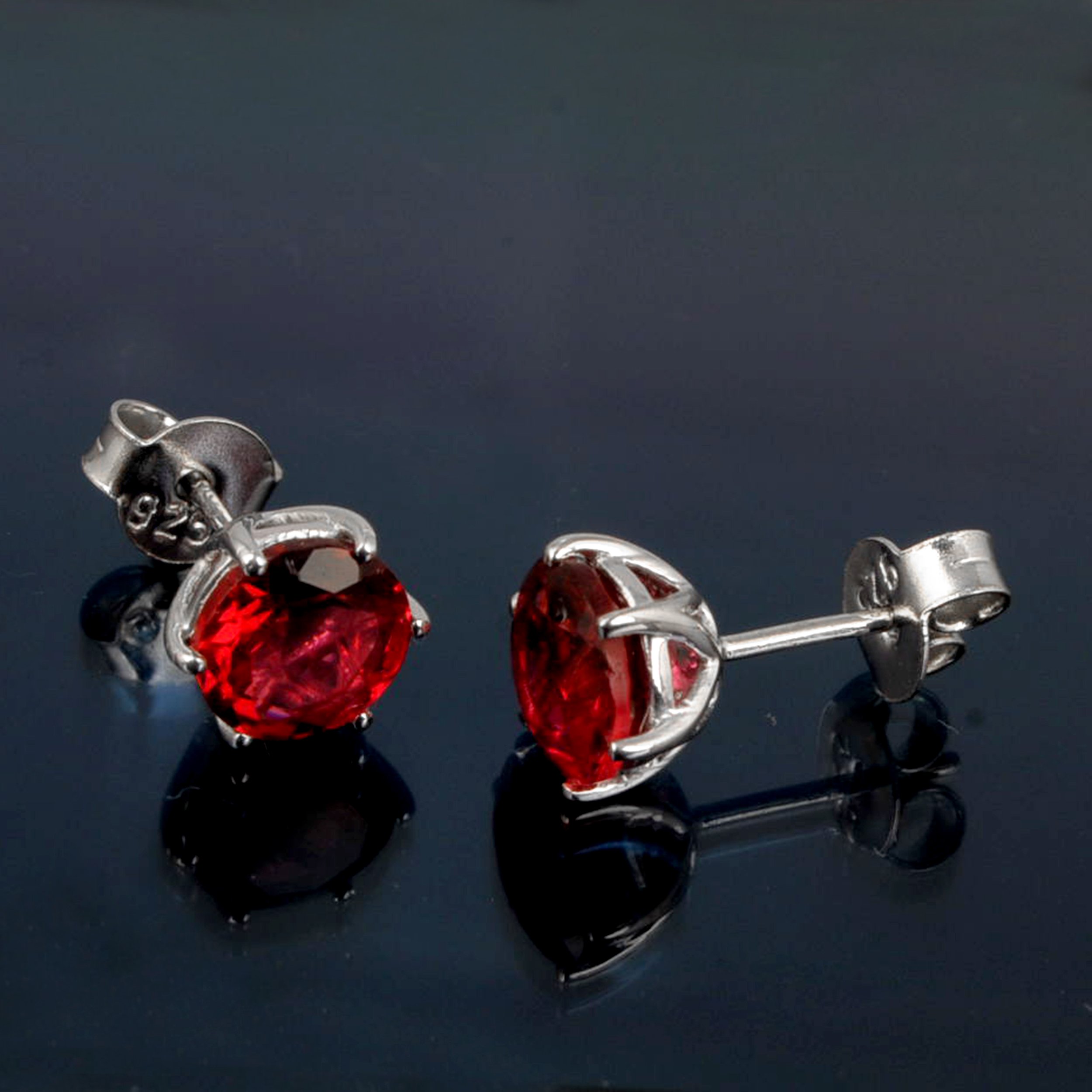 Multi Gemstone Stud Earrings in Sterling Silver featuring vibrant lab-created gemstones set in a high polished finish.