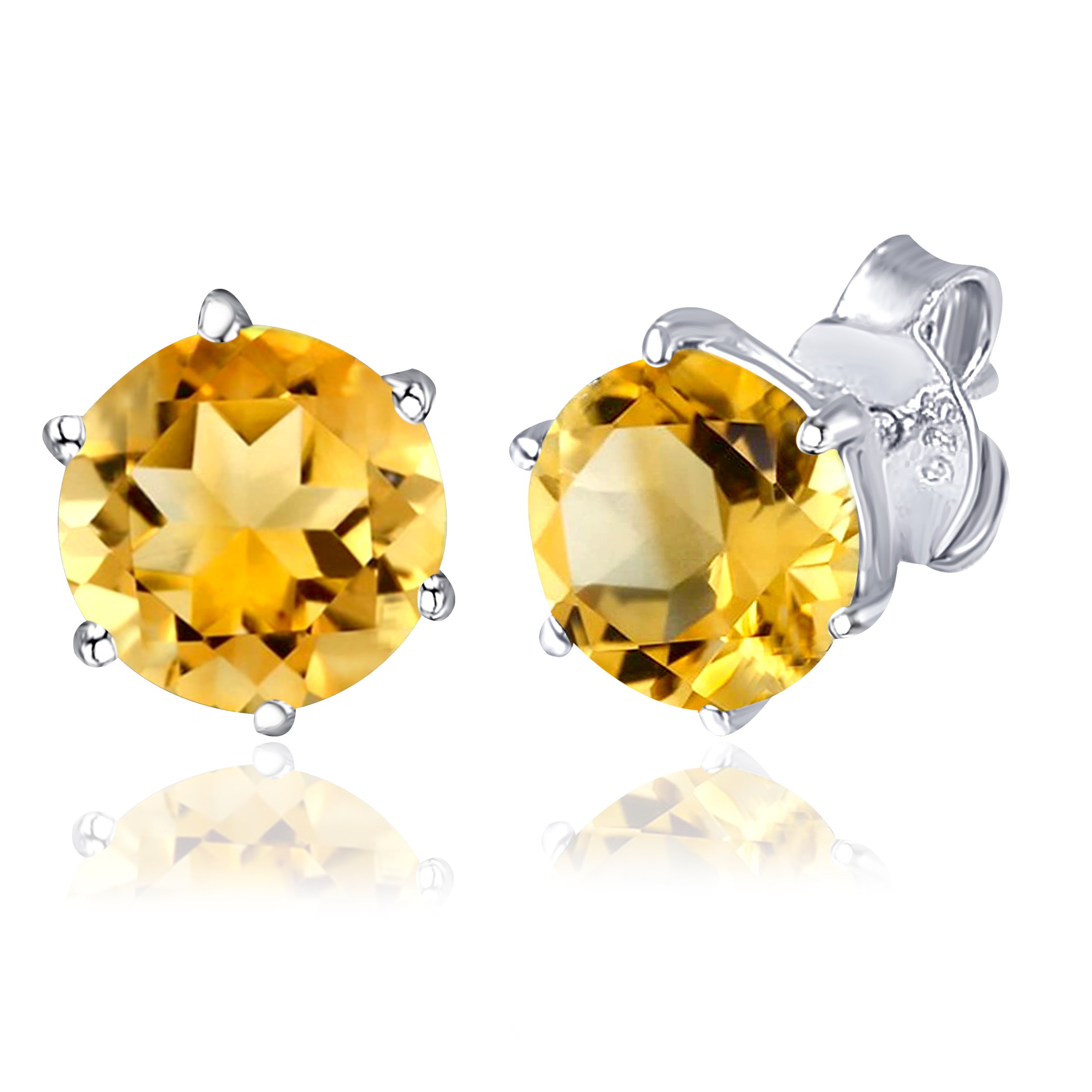 Multi Gemstone Stud Earrings in Sterling Silver featuring vibrant lab-created gemstones set in a high polished finish.