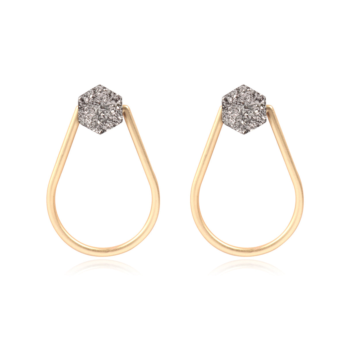 Multi Styles Druzy Stud Earrings by DOBBI in various colors, showcasing their sparkling faux druzy stones and elegant design.