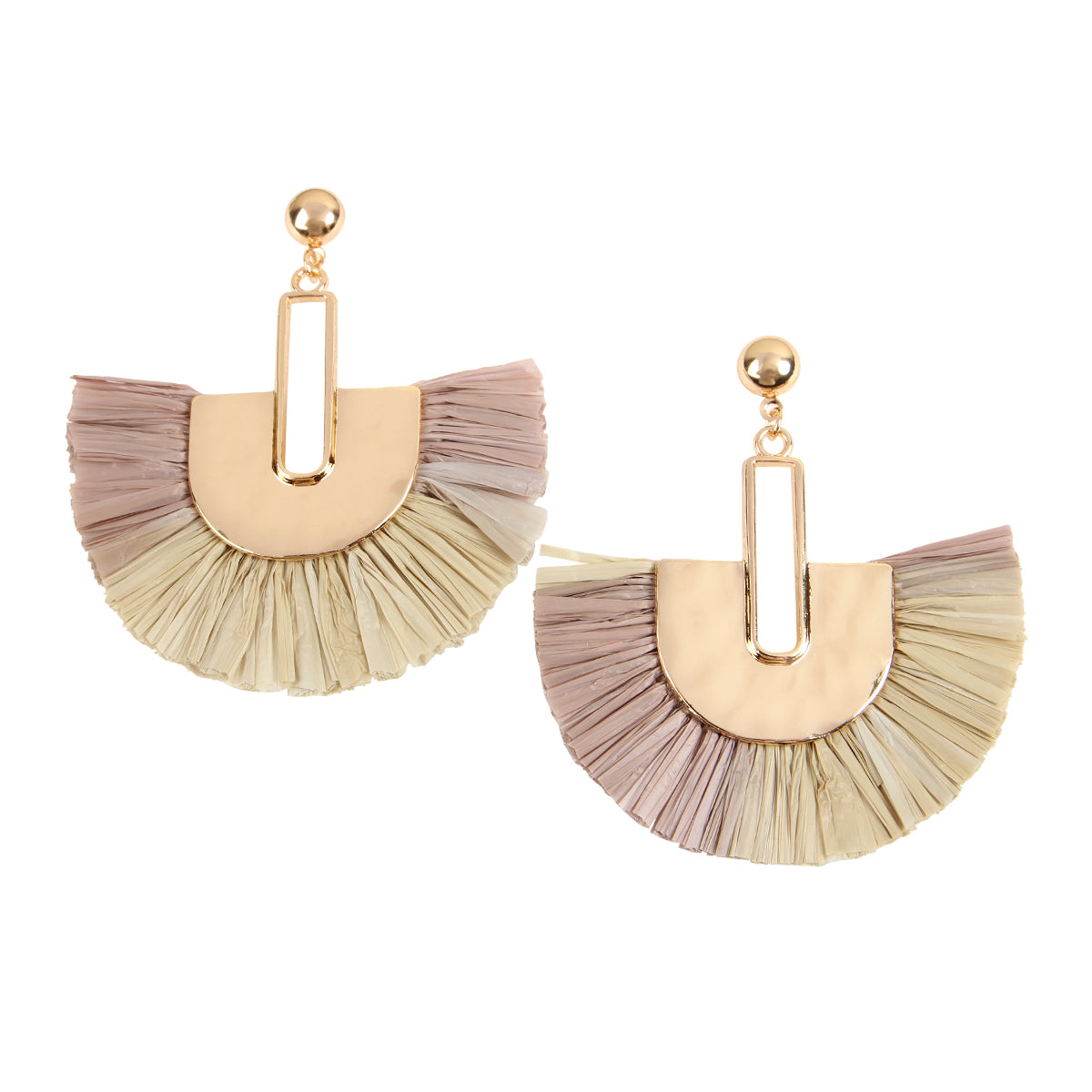 Multi Tone Dangling Fan Shape Drop Earrings featuring vibrant colors and acrylic tassels, perfect for summer outfits.