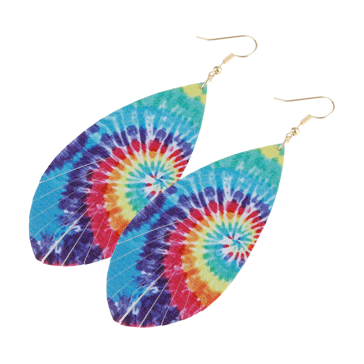 Multicolor Printed Leather Tassel Hook Drop Dangle Earrings featuring vibrant colors and stylish tassel design.