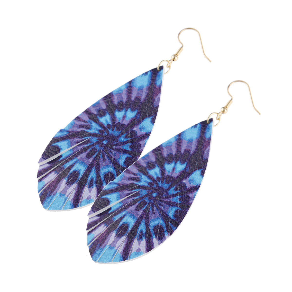 Multicolor Printed Leather Tassel Hook Drop Dangle Earrings featuring vibrant colors and stylish tassel design.