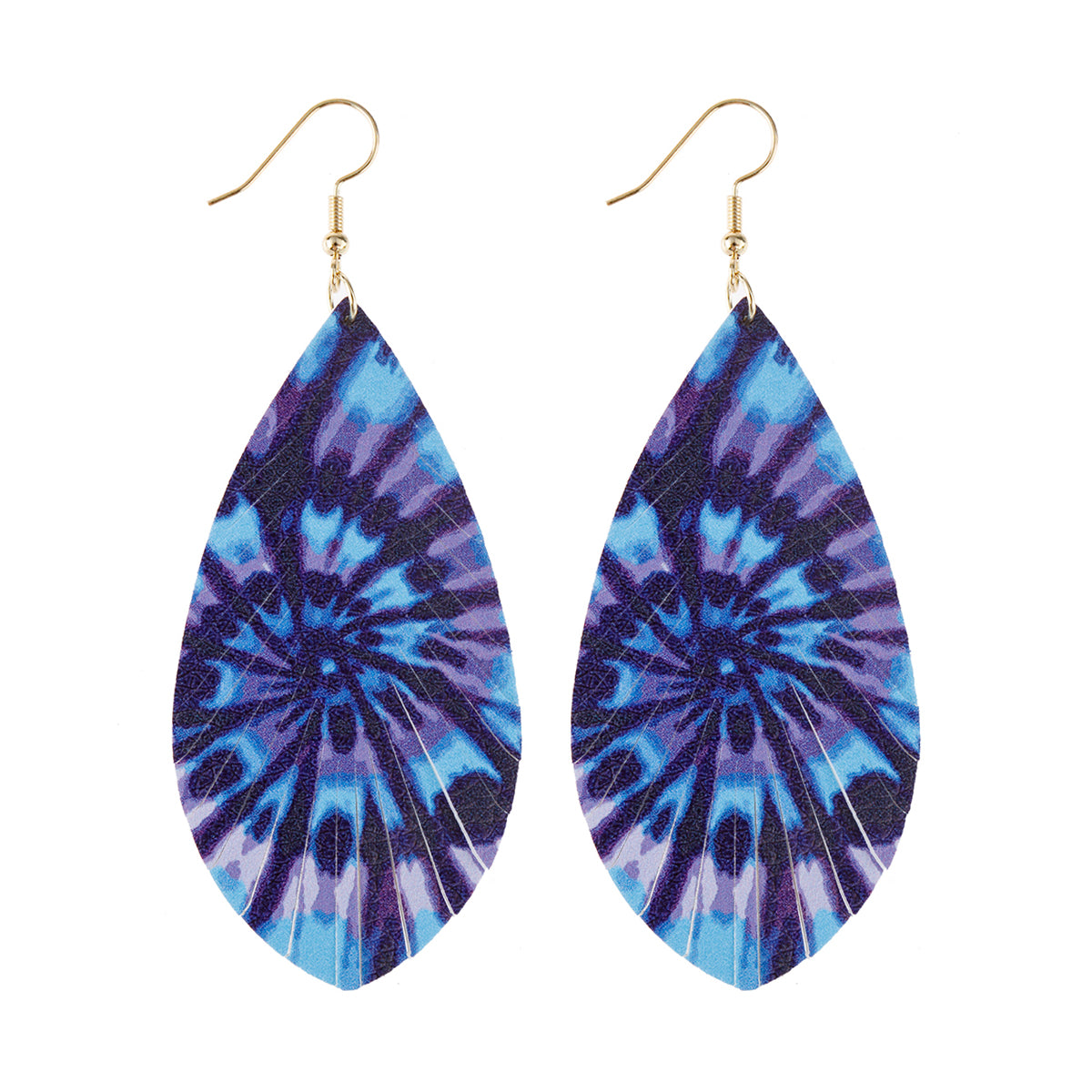 Multicolor Printed Leather Tassel Hook Drop Dangle Earrings featuring vibrant colors and stylish tassel design.